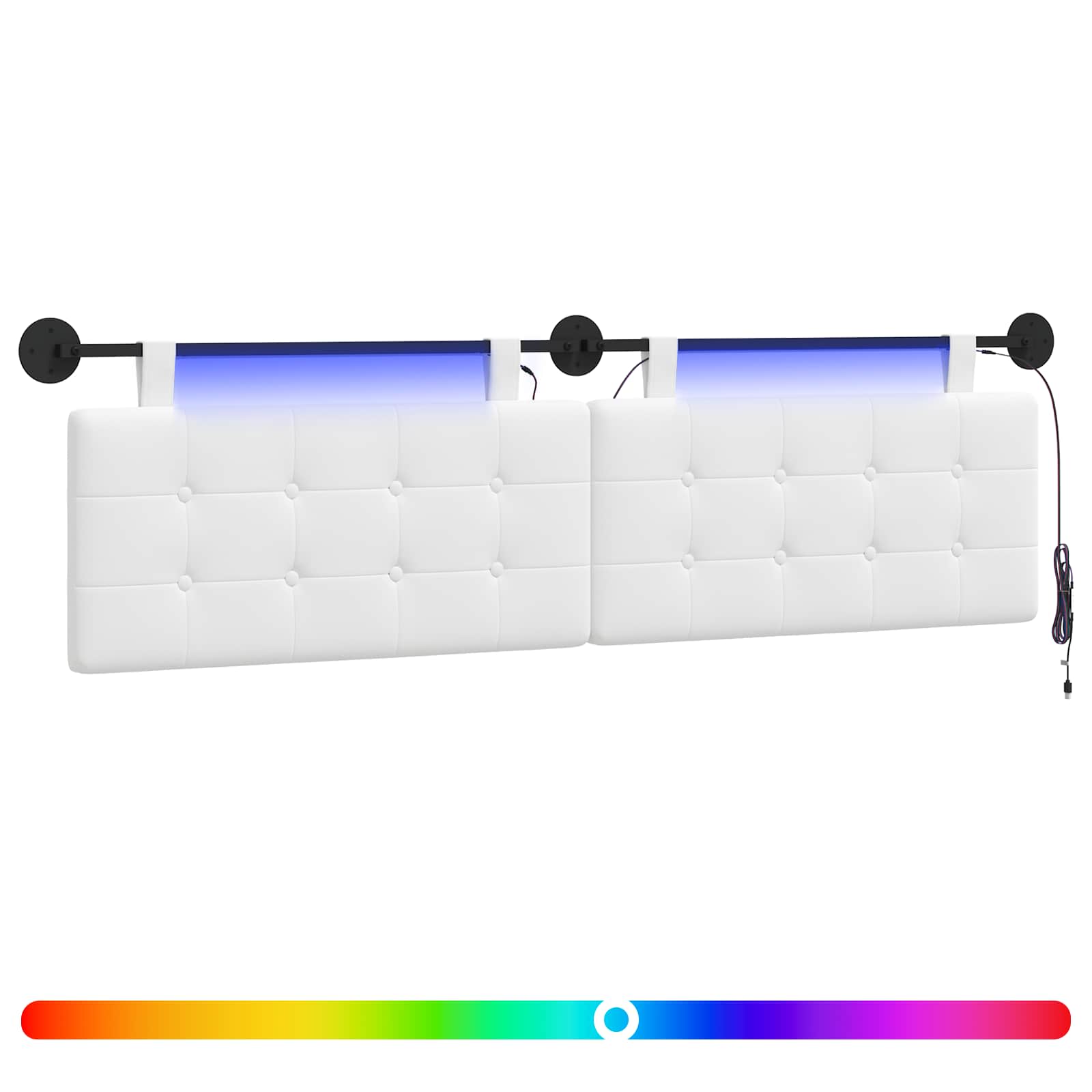 Tête de lit suspendue Avec lumière LED Blanc Tissu - XIOS