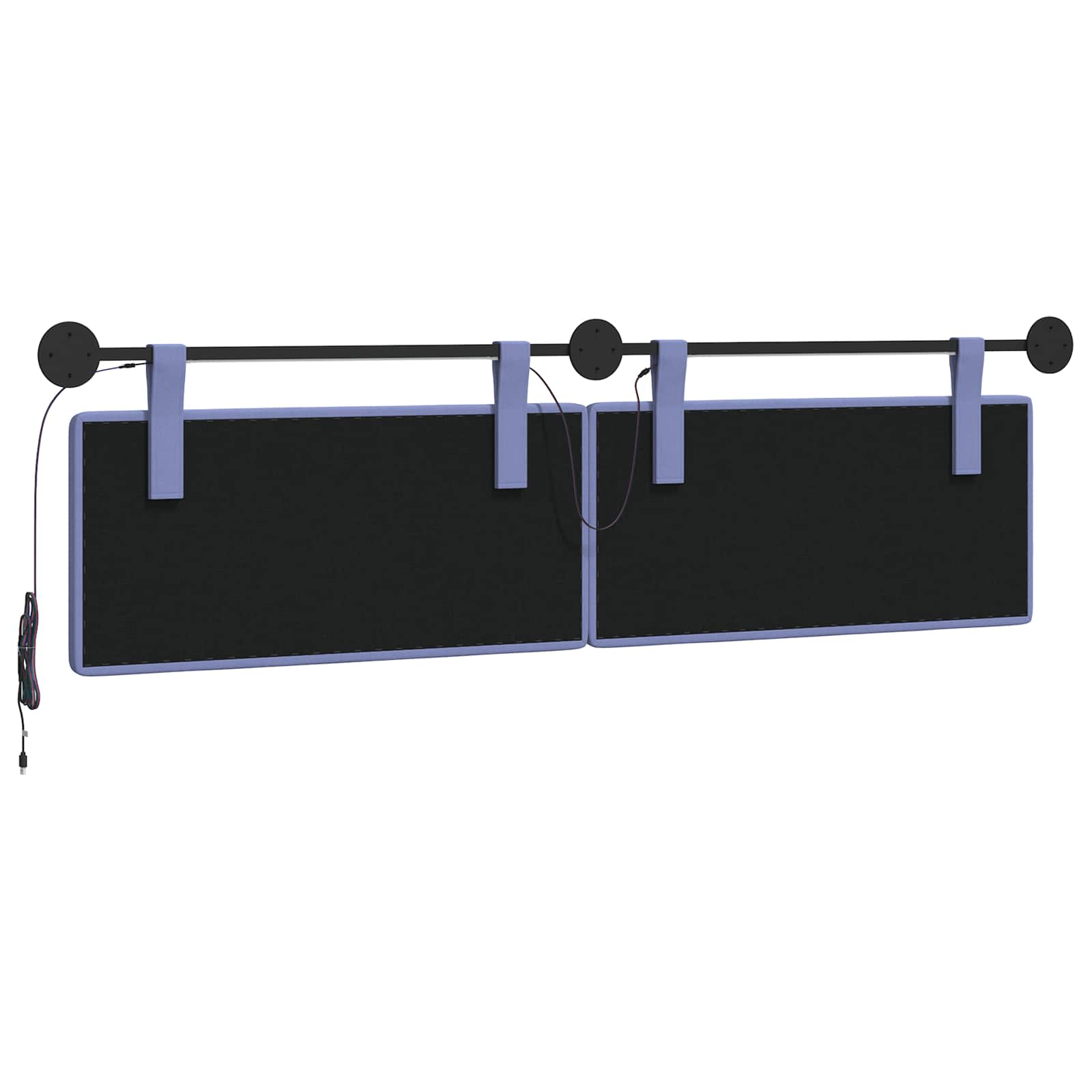 Tête de lit suspendue Avec lumière LED Bleu denim Tissu - XIOS