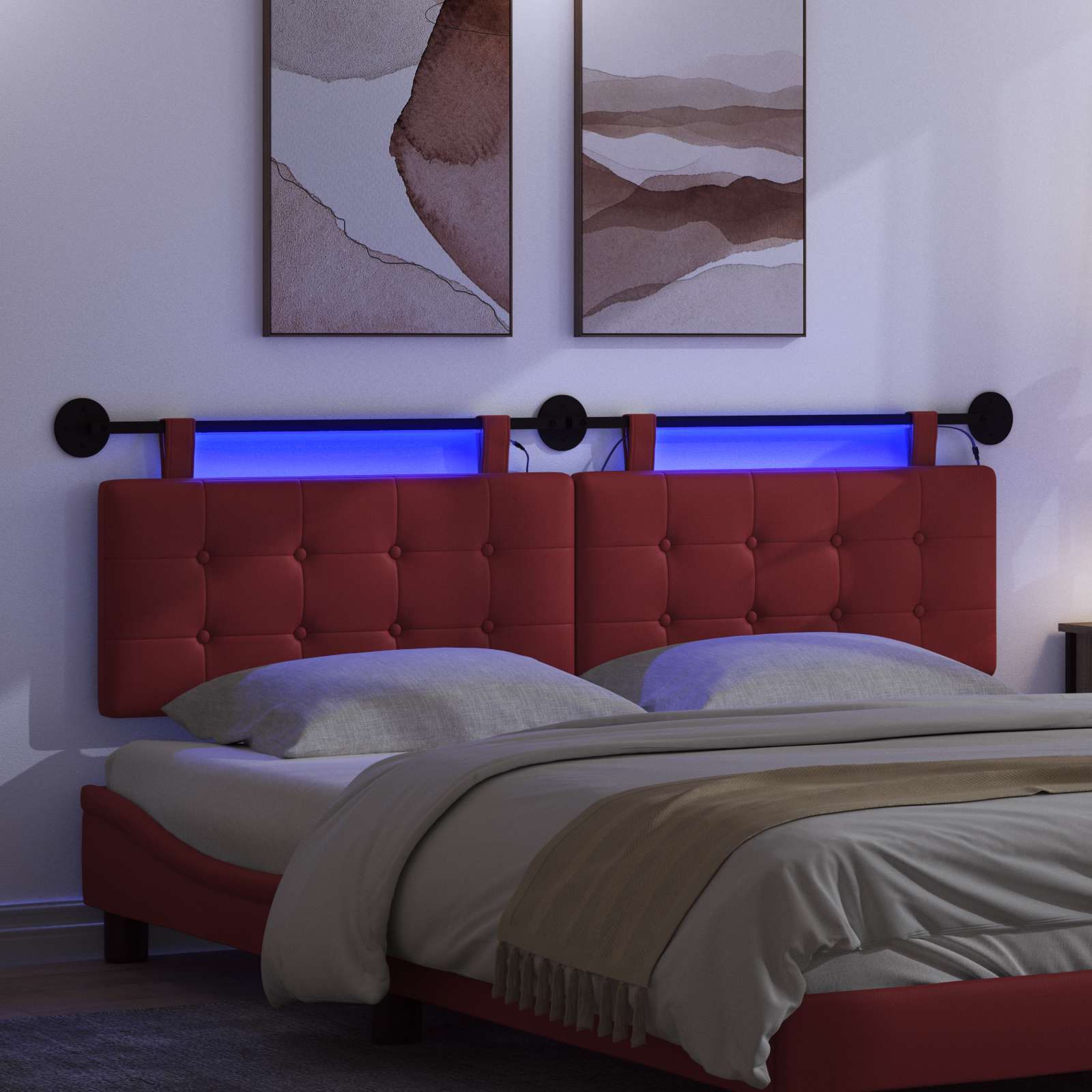 Tête de lit suspendue Avec lumière LED Bordeaux Simili cuir - XIOS