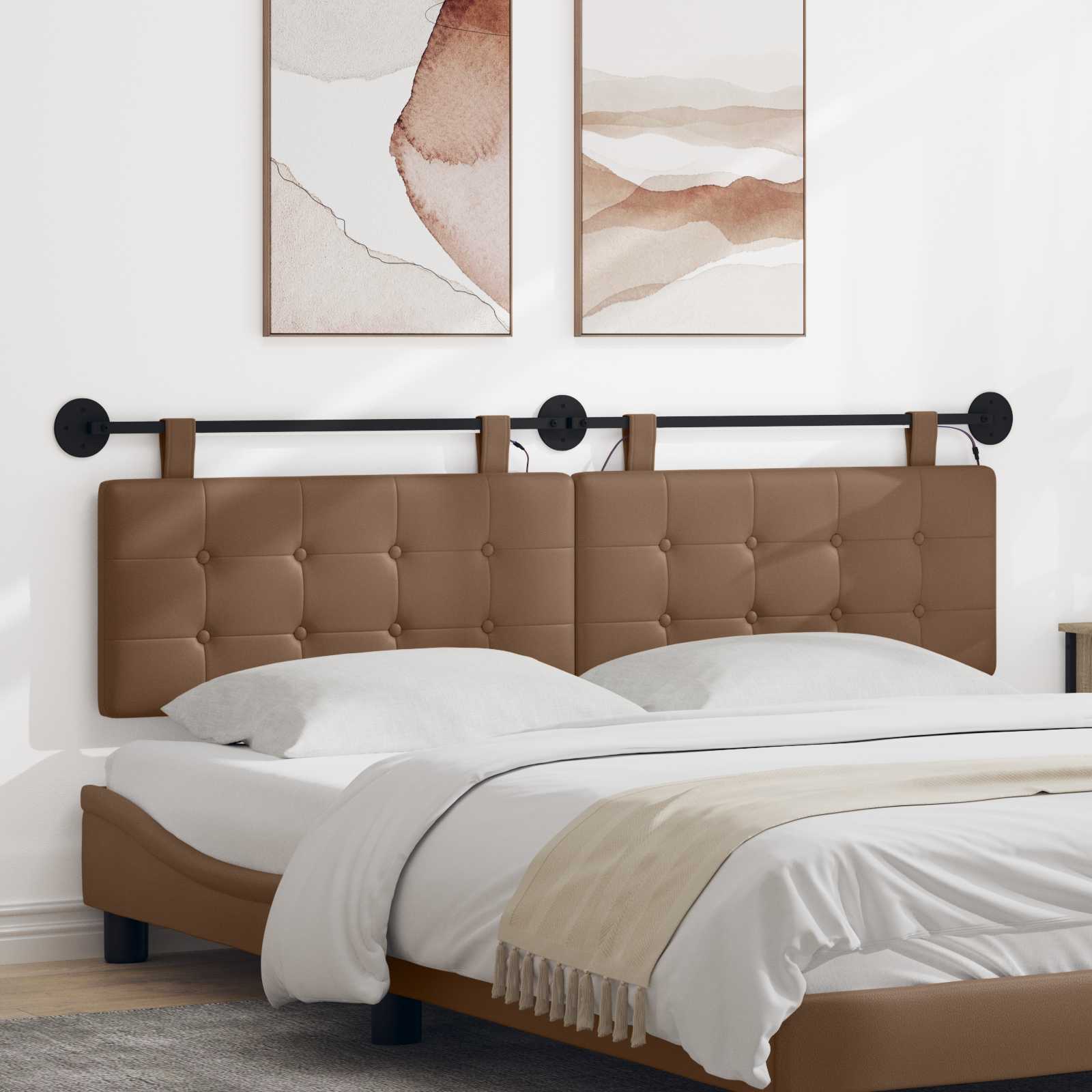 Tête de lit suspendue Avec lumière LED Cappuccino Simili cuir - XIOS