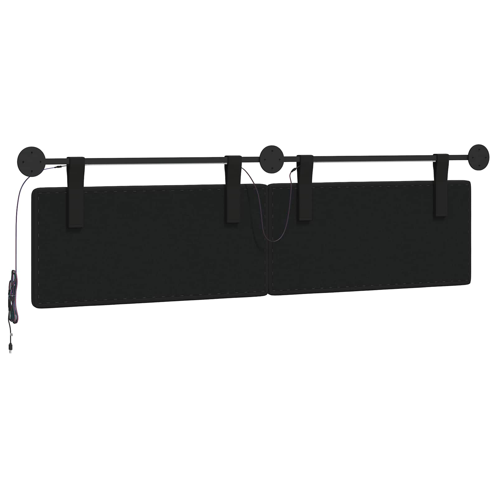 Tête de lit suspendue Avec lumière LED Noir Simili cuir - XIOS