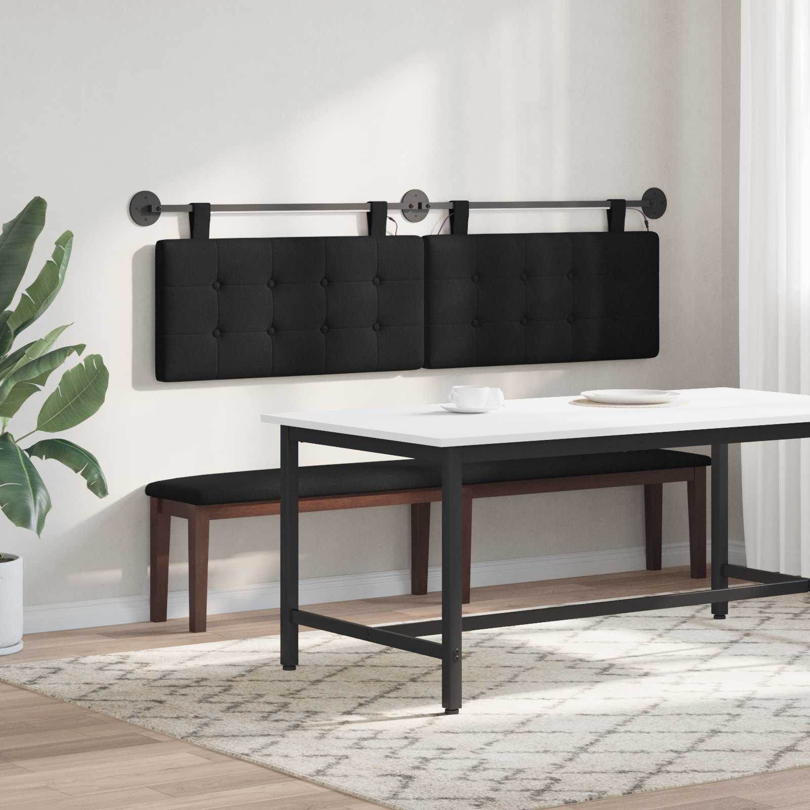 Tête de lit suspendue Avec lumière LED Noir Tissu - XIOS