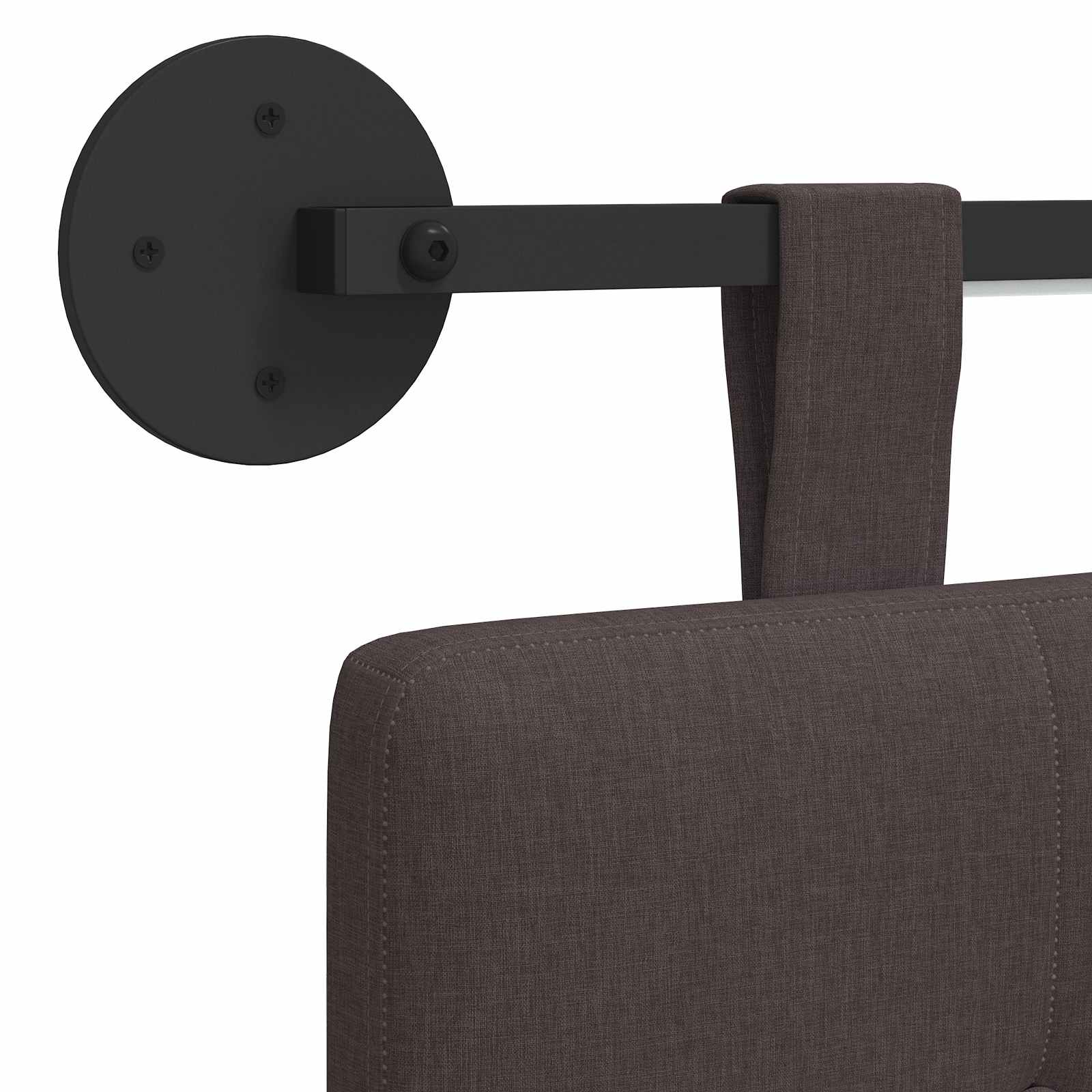 Tête de lit suspendue Avec lumière LED Marron foncé Tissu - XIOS