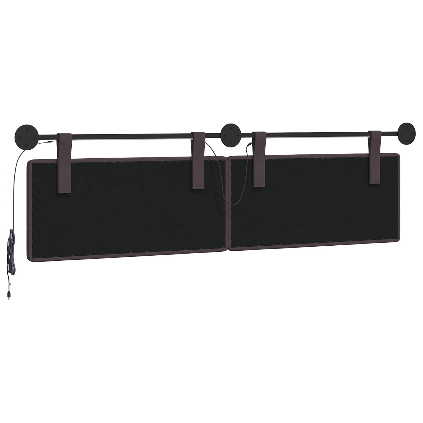 Tête de lit suspendue Avec lumière LED Marron foncé Tissu - XIOS
