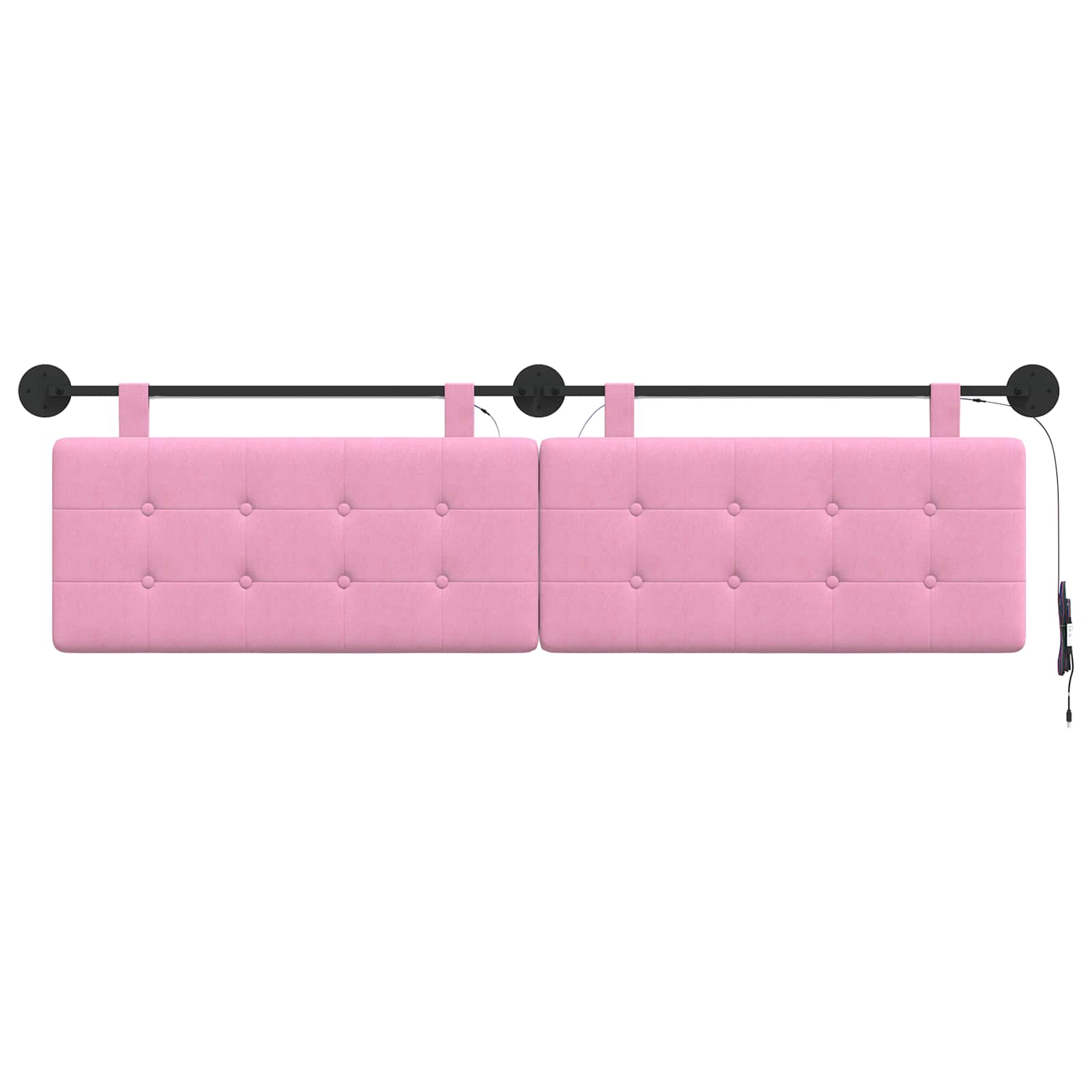 Tête de lit suspendue Avec lumière LED Rose Tissu - XIOS