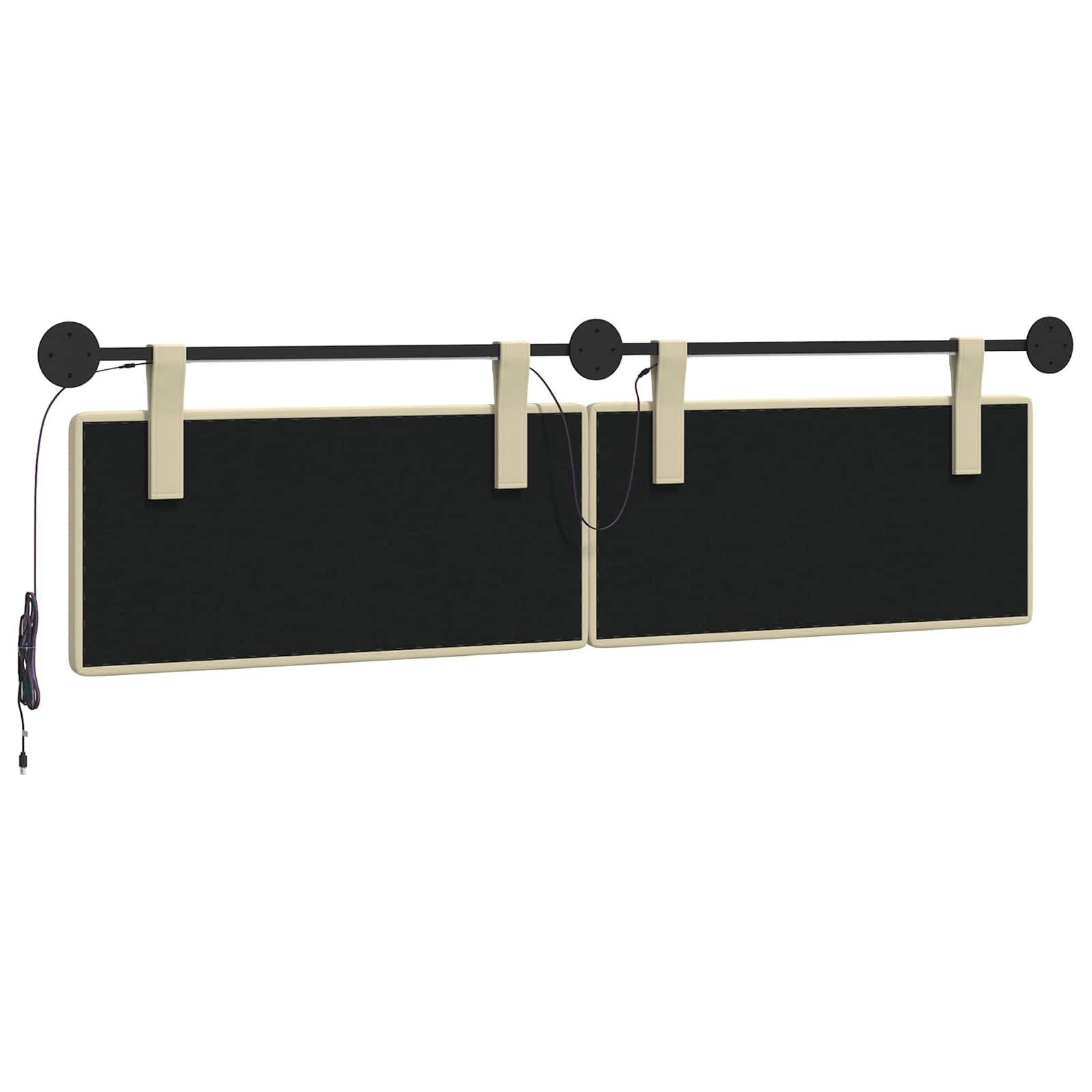 Tête de lit suspendue Avec lumière LED Crème Simili cuir - XIOS