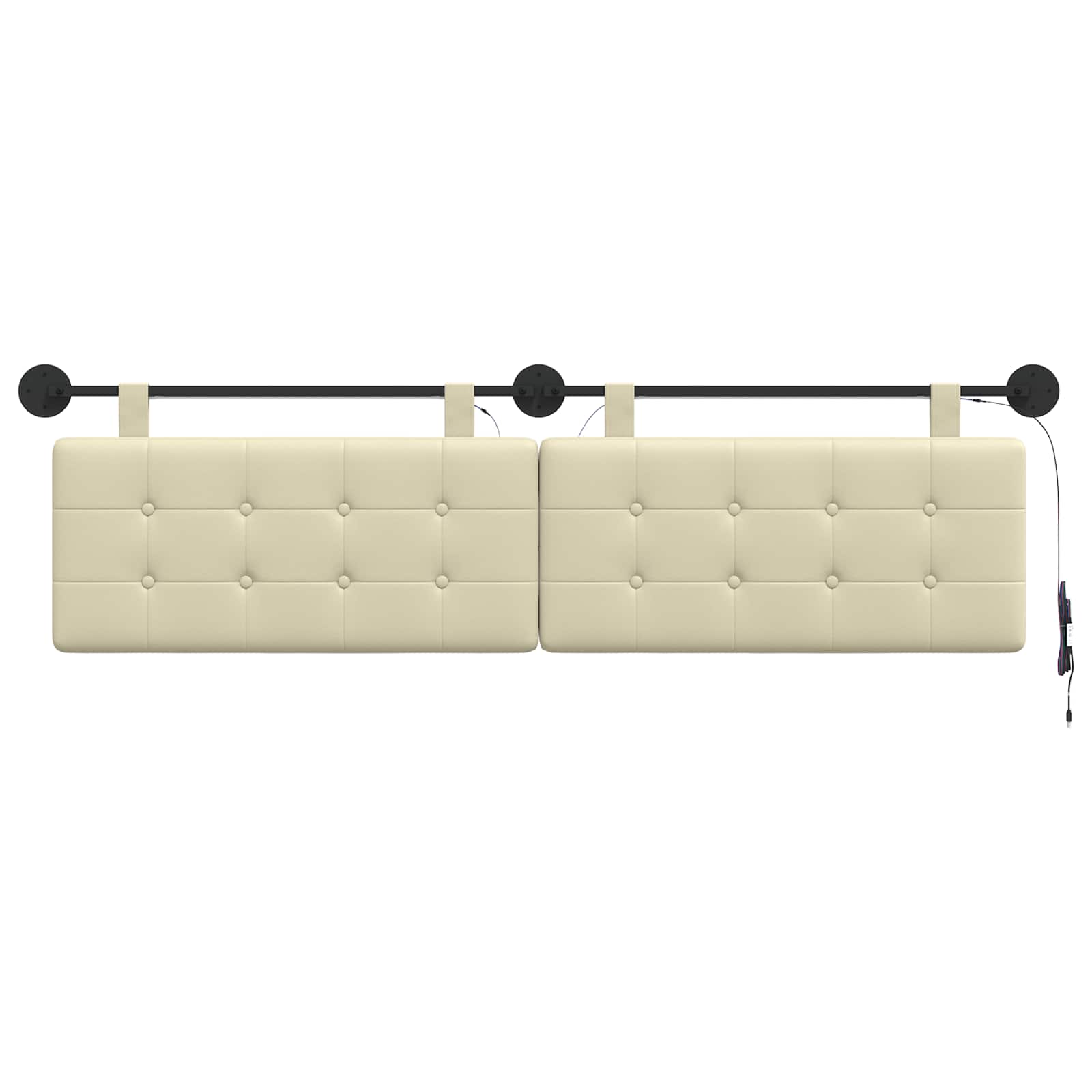 Tête de lit suspendue Avec lumière LED Crème Simili cuir - XIOS