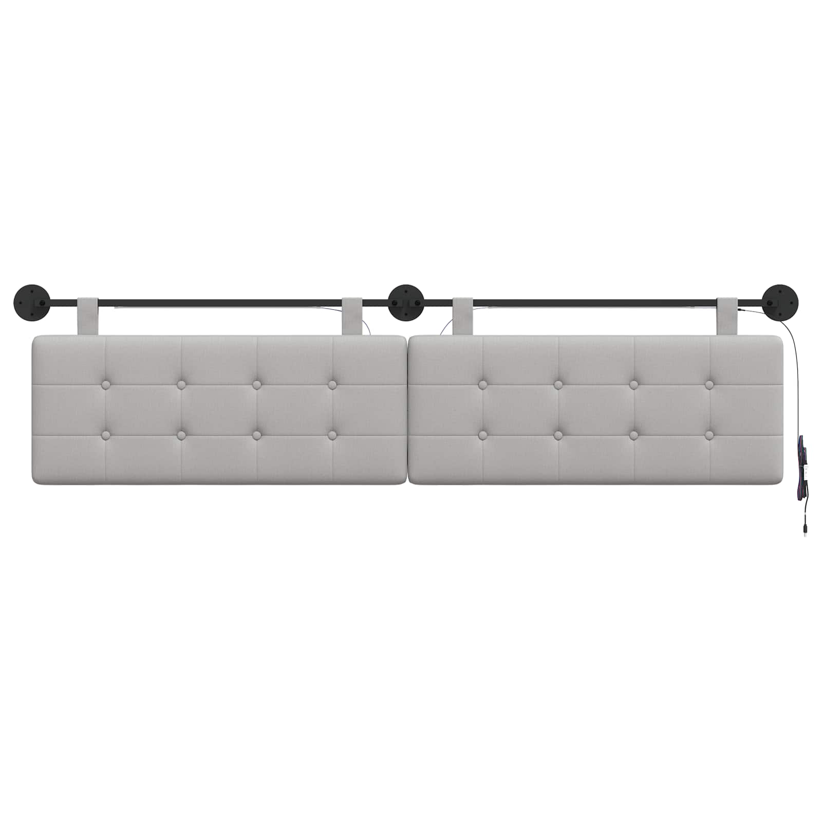 Tête de lit suspendue Avec lumière LED Gris nuage Tissu - XIOS