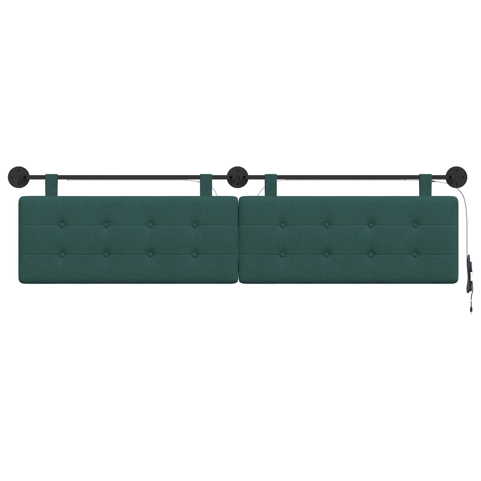 Tête de lit suspendue Avec lumière LED Vert foncé Tissu - XIOS