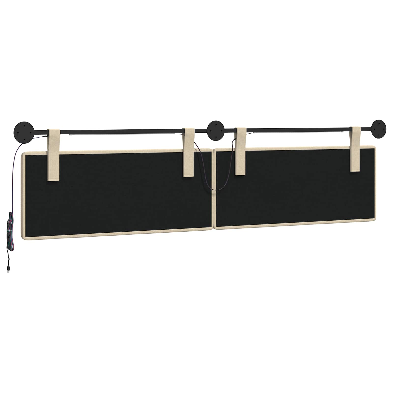 Tête de lit suspendue Avec lumière LED Crème Tissu - XIOS