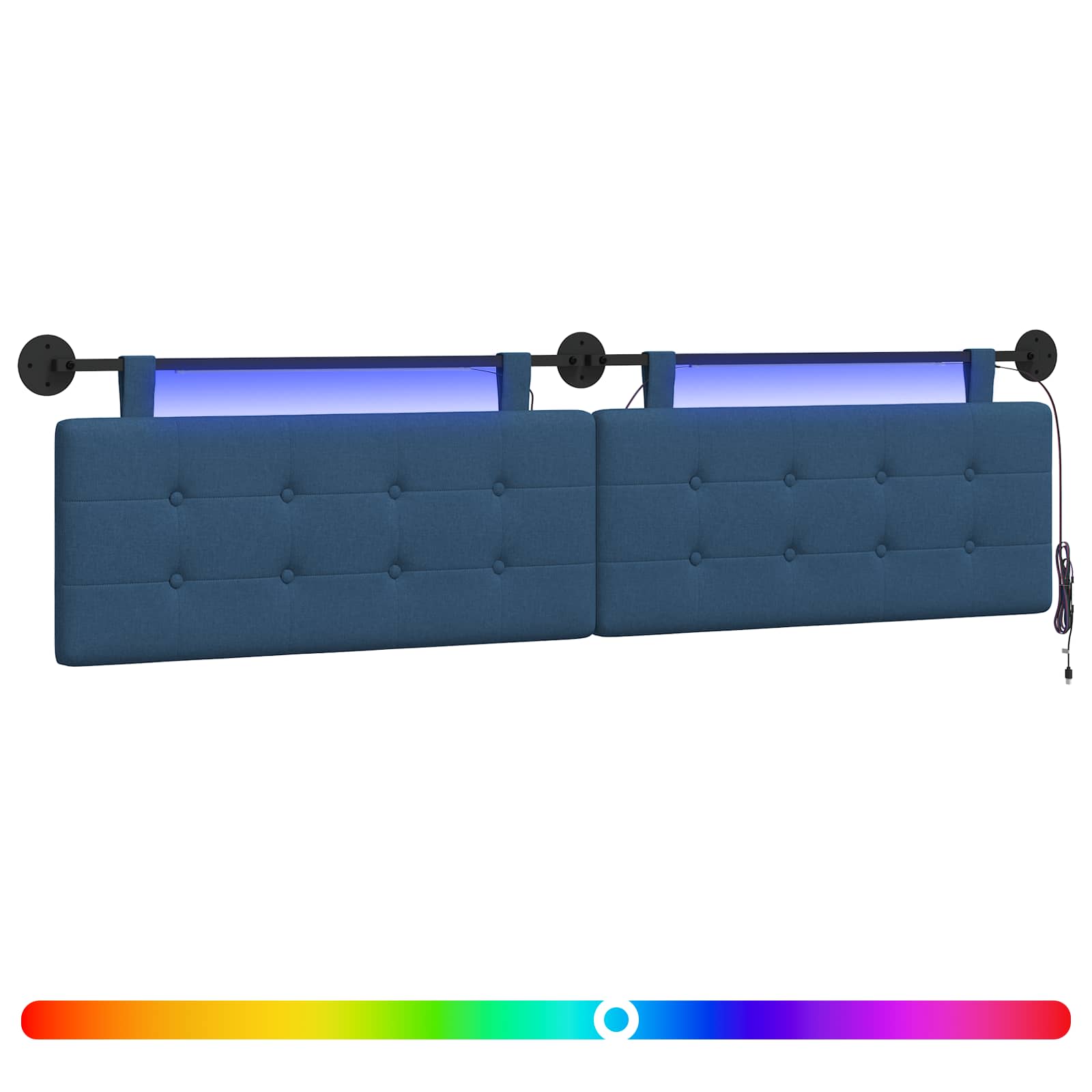 Tête de lit suspendue Avec lumière LED Bleu Tissu - XIOS