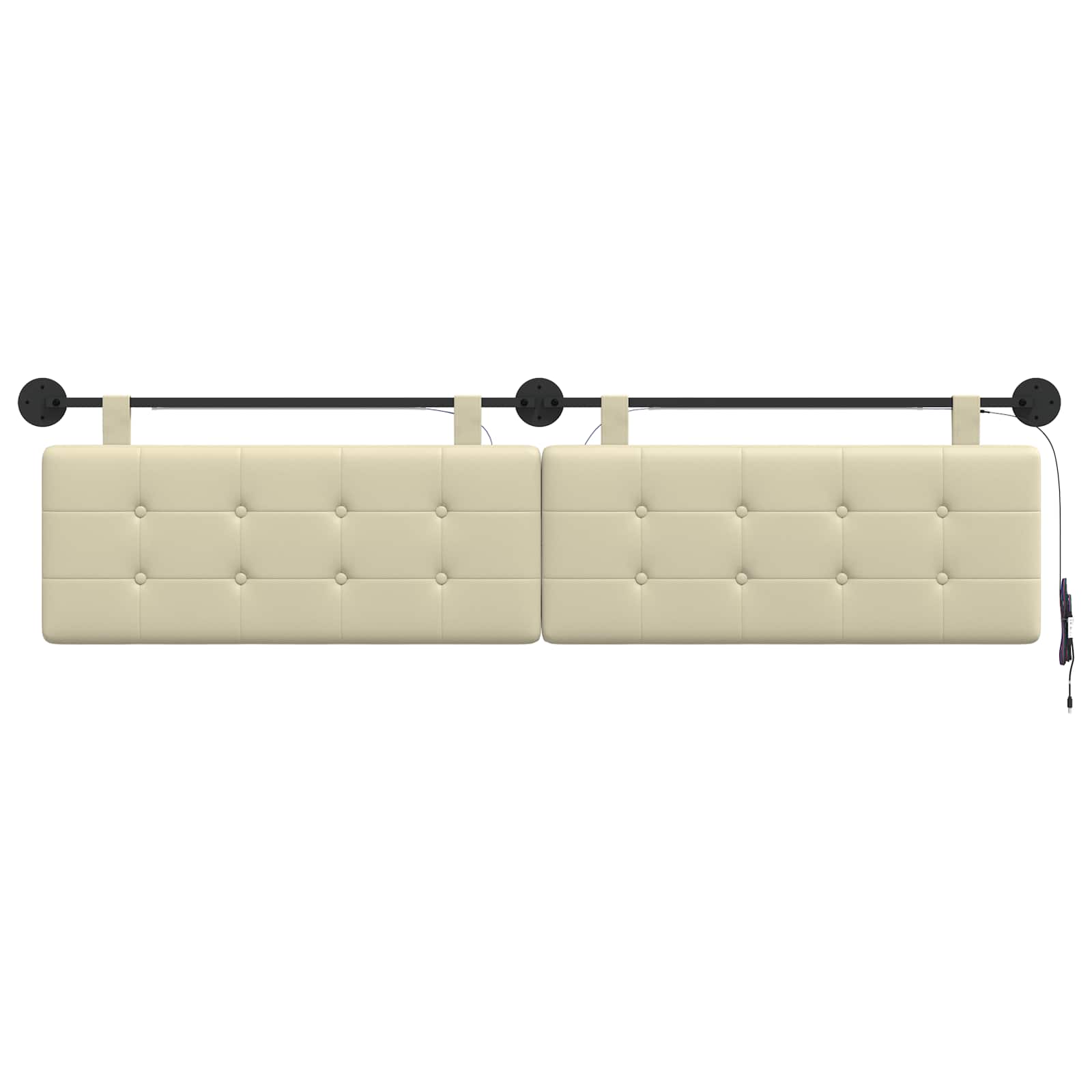 Tête de lit suspendue Avec lumière LED Crème Simili cuir - XIOS