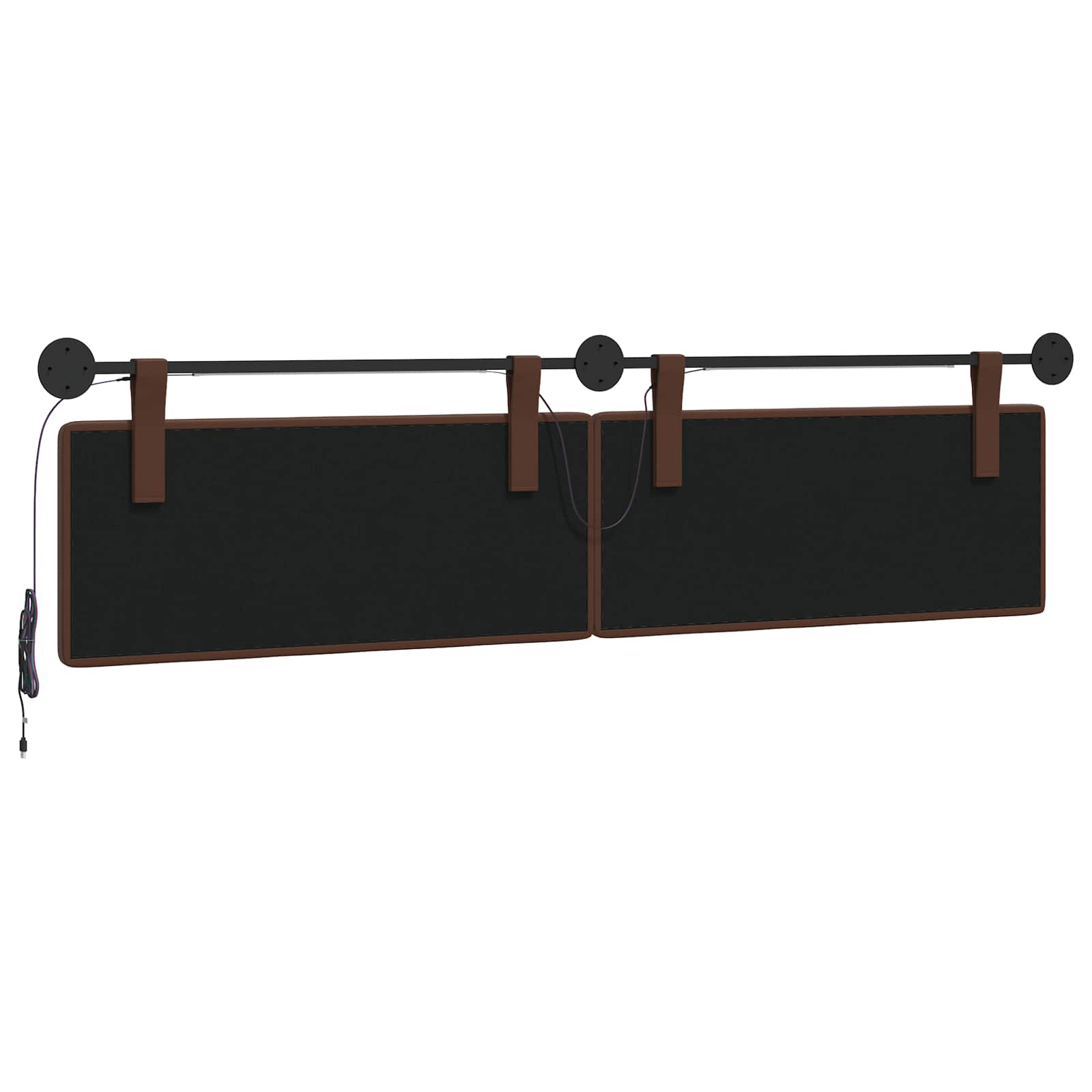 Tête de lit suspendue Avec lumière LED Marron Simili cuir - XIOS