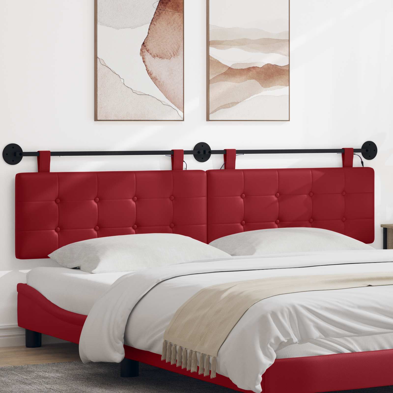Tête de lit suspendue Avec lumière LED Bordeaux Simili cuir - XIOS