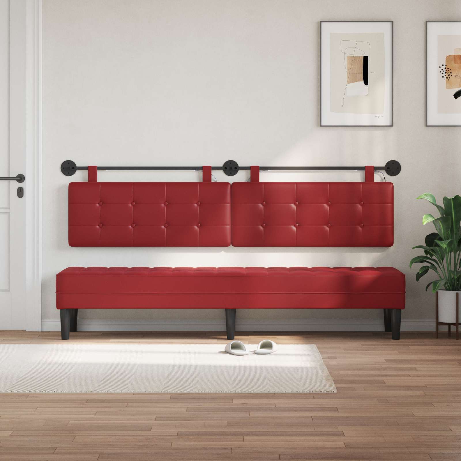 Tête de lit suspendue Avec lumière LED Bordeaux Simili cuir - XIOS