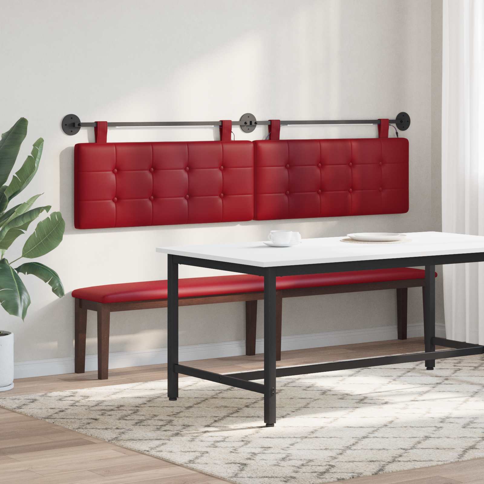 Tête de lit suspendue Avec lumière LED Bordeaux Simili cuir - XIOS