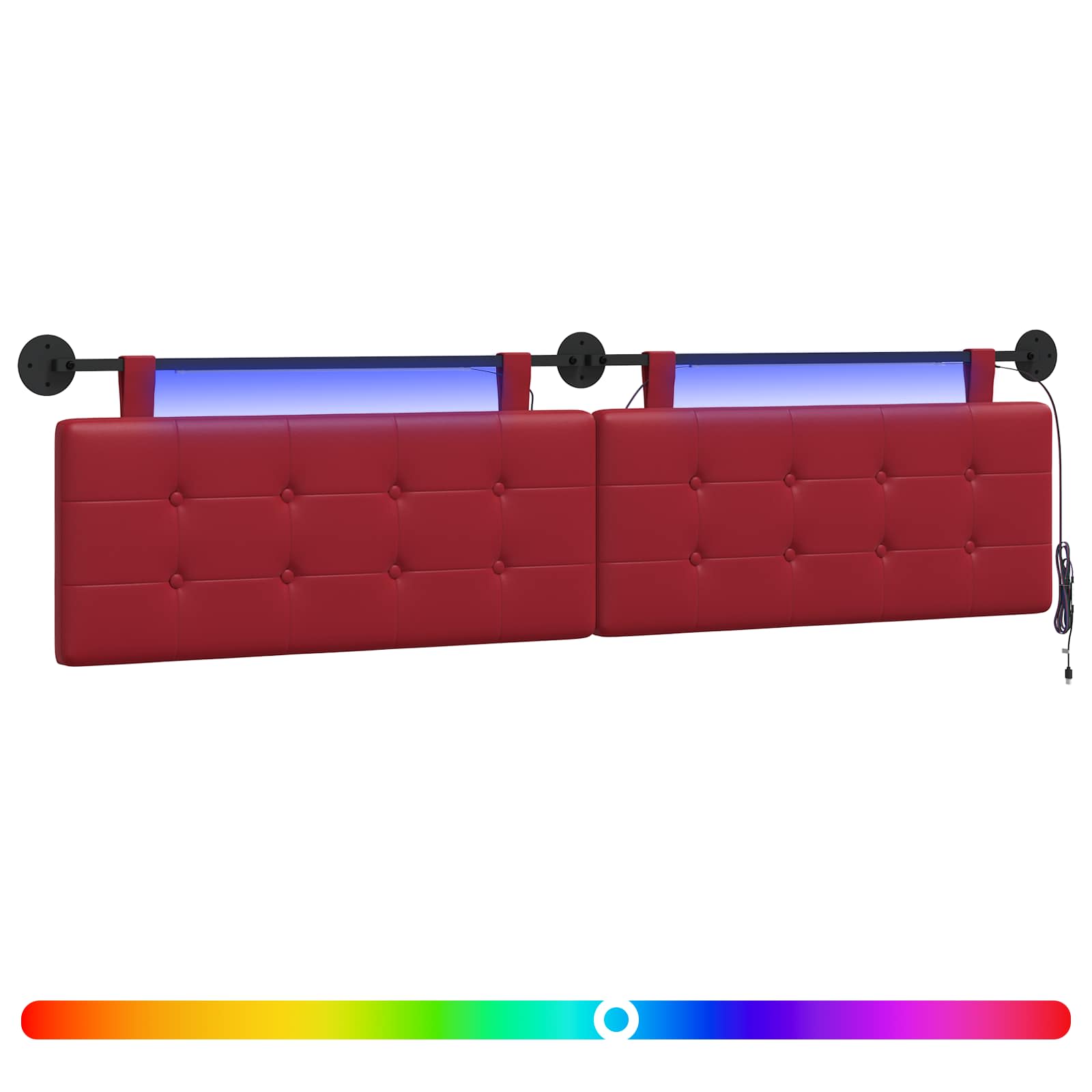 Tête de lit suspendue Avec lumière LED Bordeaux Simili cuir - XIOS