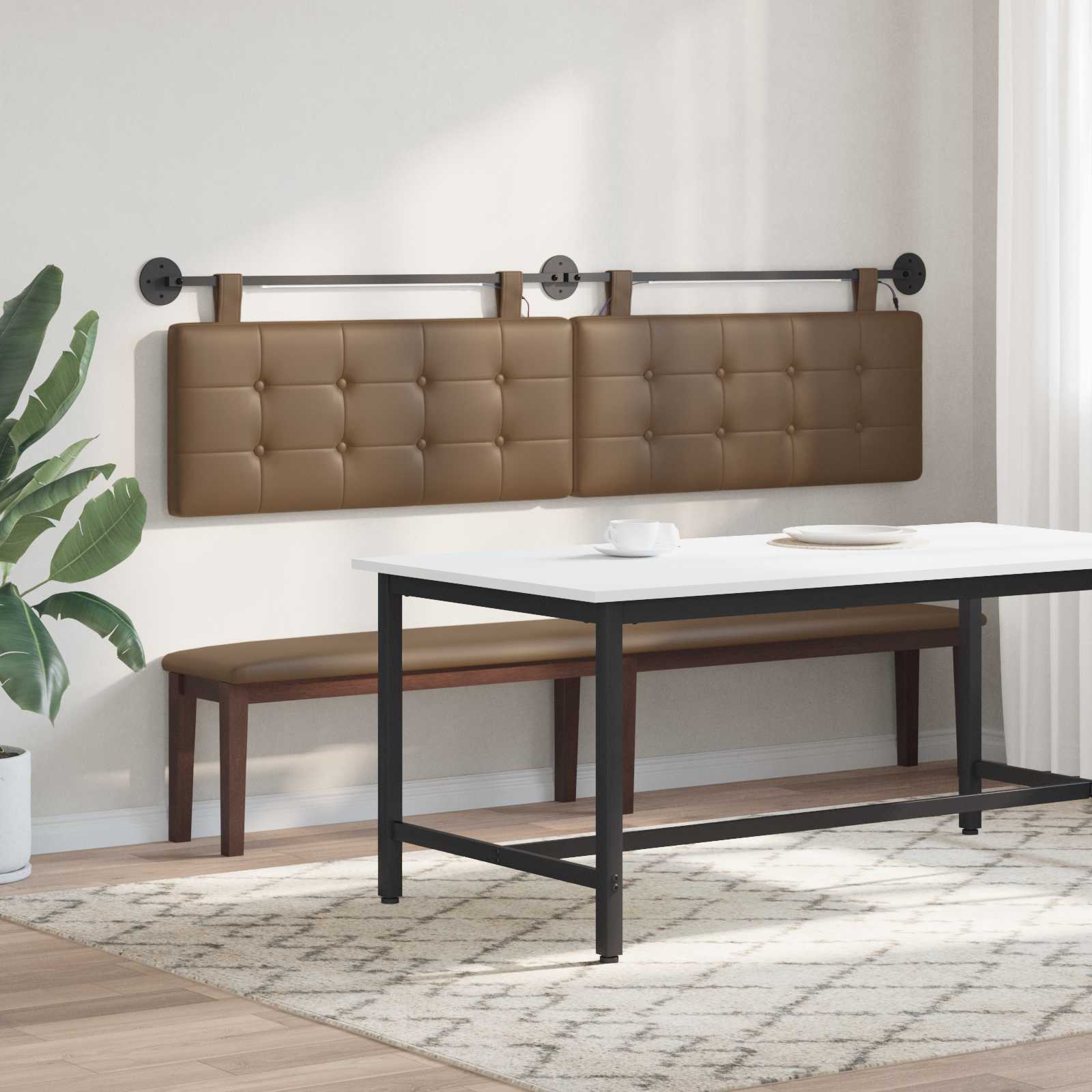 Tête de lit suspendue Avec lumière LED Cappuccino Simili cuir - XIOS
