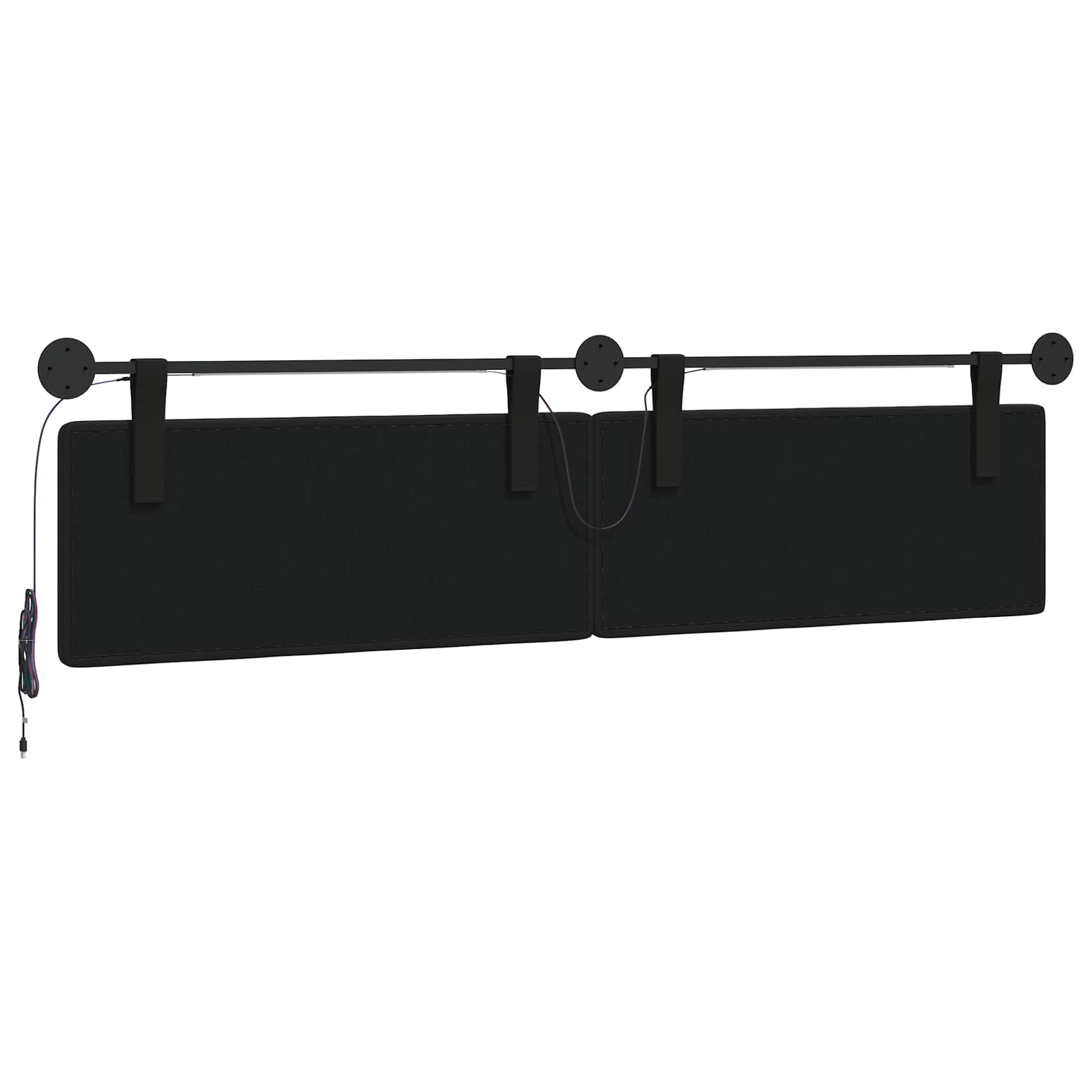 Tête de lit suspendue Avec lumière LED Noir Simili cuir - XIOS