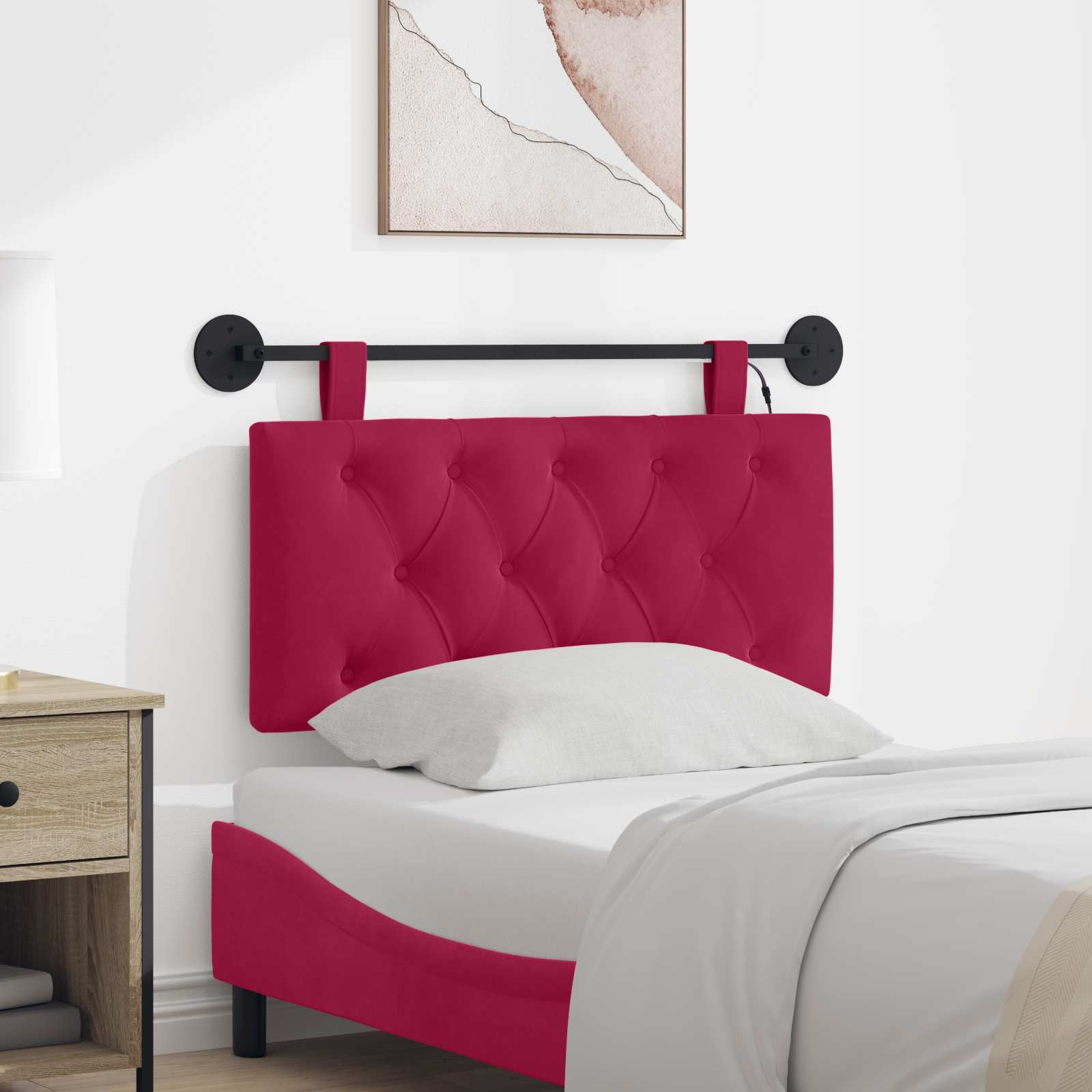 Tête de lit suspendue Avec lumière LED Bordeaux Velours - XIOS