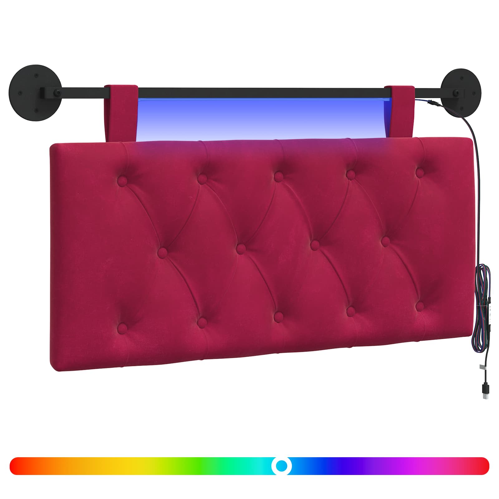 Tête de lit suspendue Avec lumière LED Bordeaux Velours - XIOS