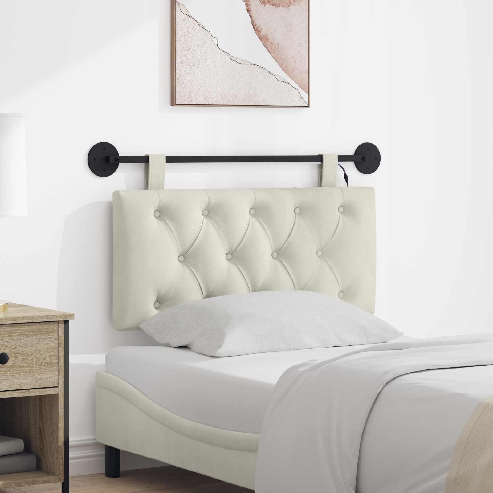 Tête de lit suspendue Avec lumière LED Crème Velours - XIOS