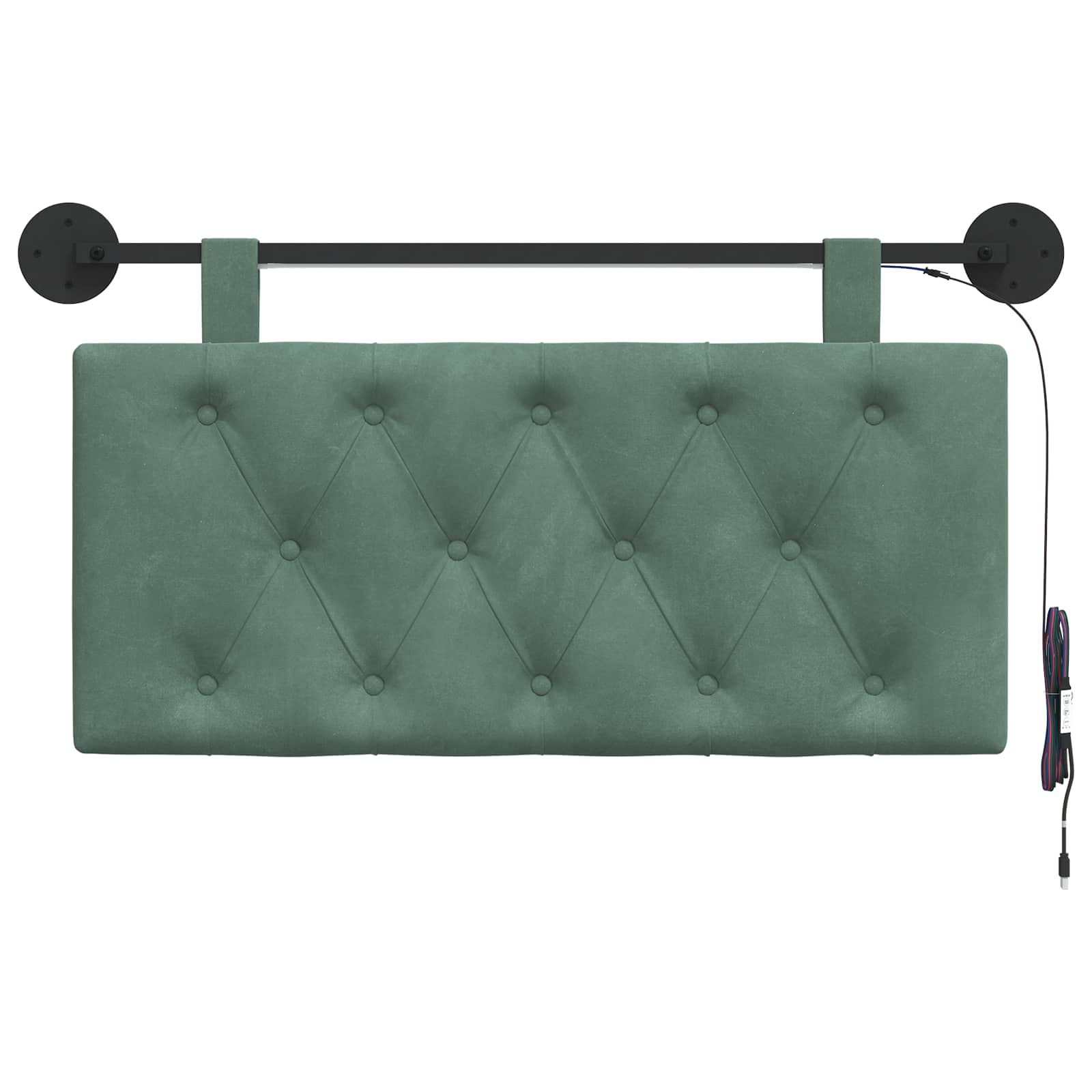 Tête de lit suspendue Avec lumière LED Vert Mer Velours - XIOS