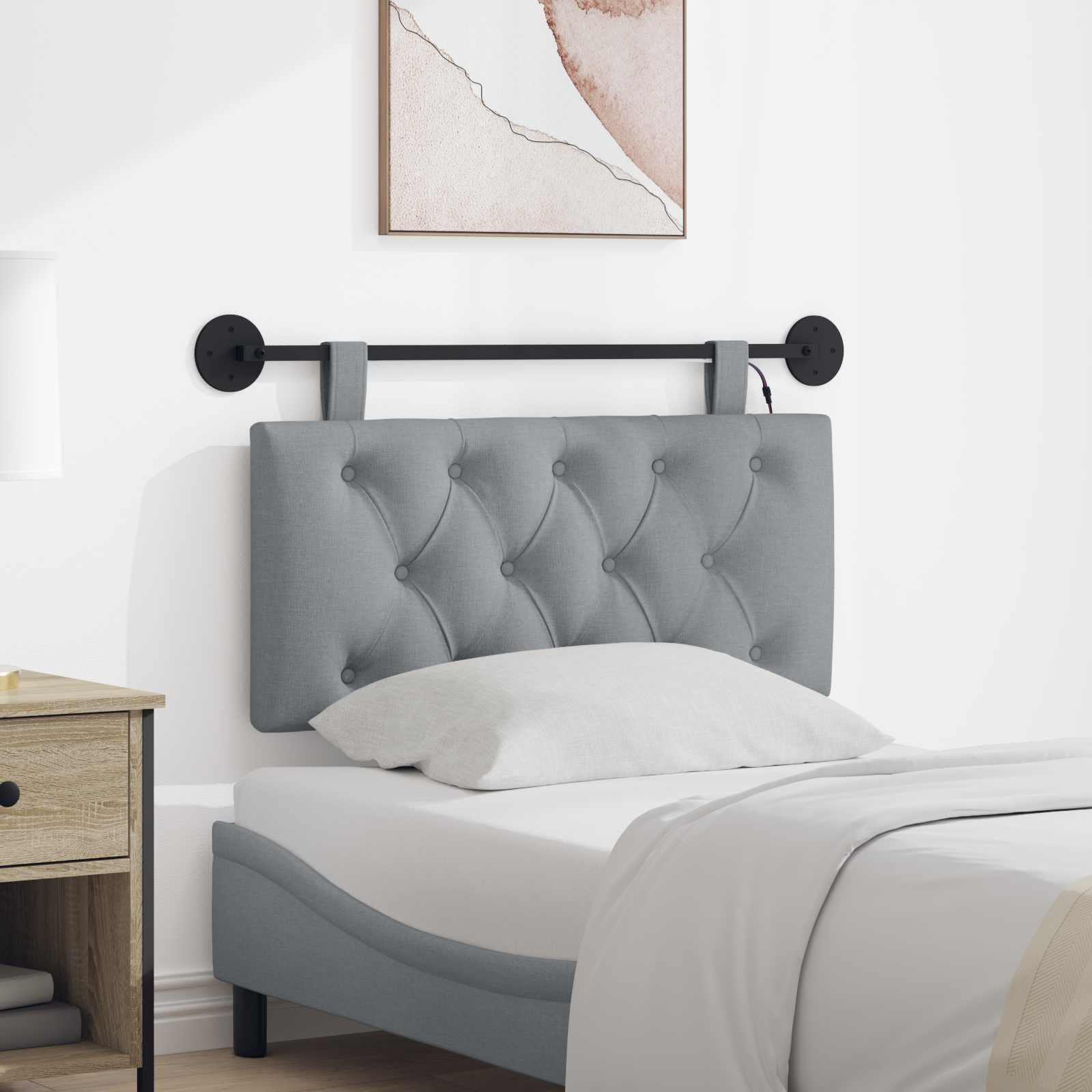 Tête de lit suspendue Avec lumière LED Gris clair Tissu - XIOS