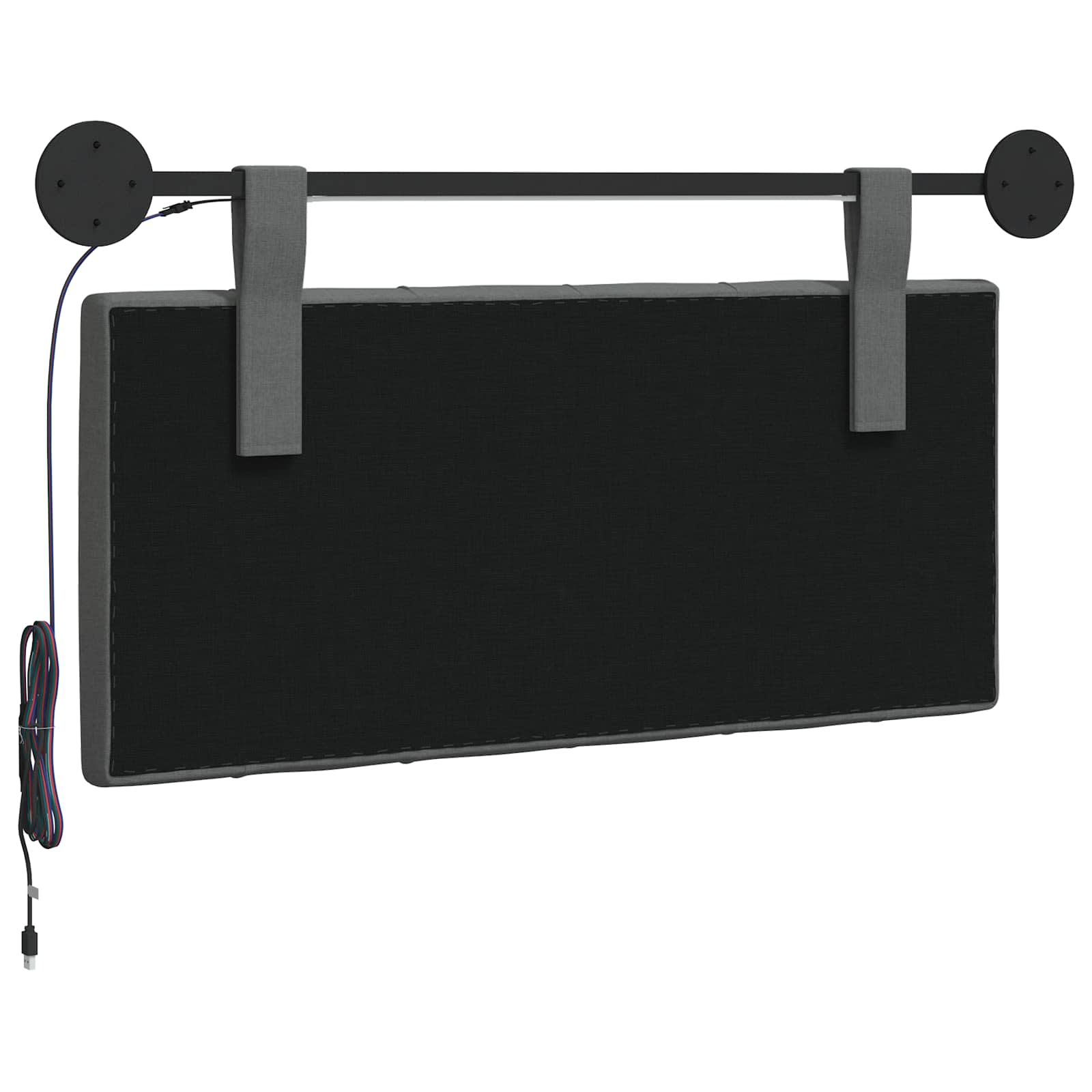 Tête de lit suspendue Avec lumière LED Gris foncé Tissu - XIOS