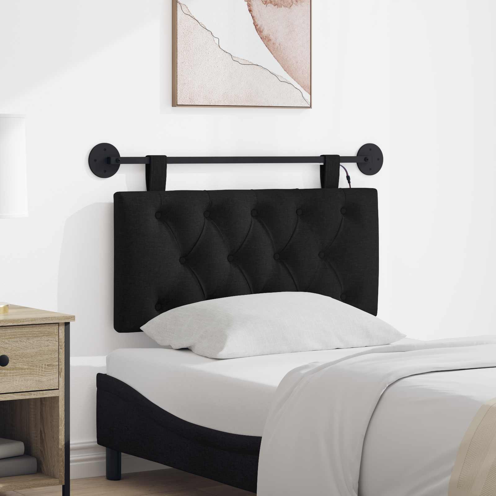 Tête de lit suspendue Avec lumière LED Noir Tissu - XIOS