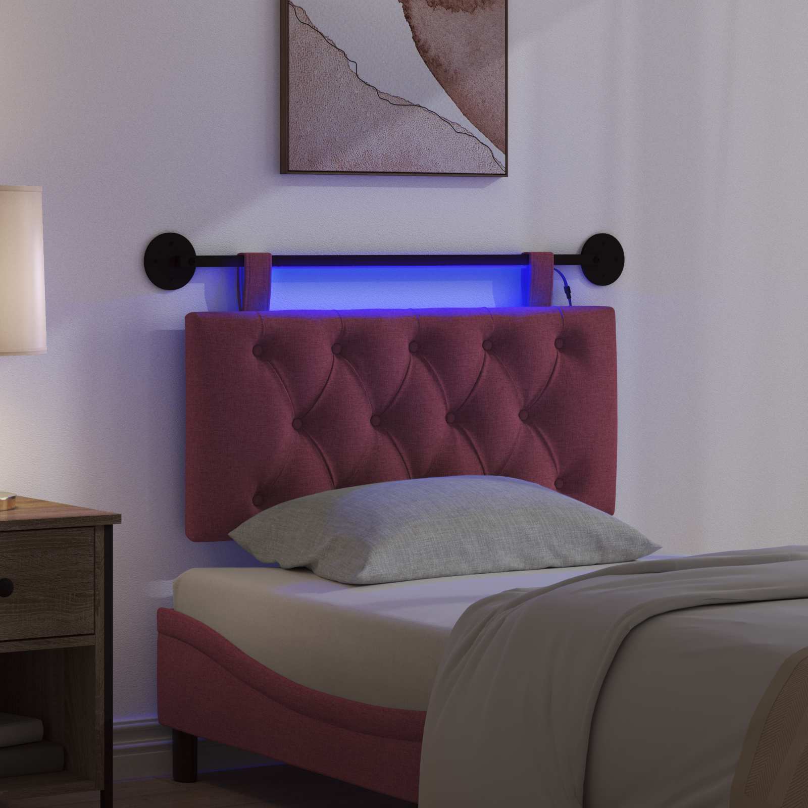 Tête de lit suspendue Avec lumière LED Bordeaux Tissu - XIOS