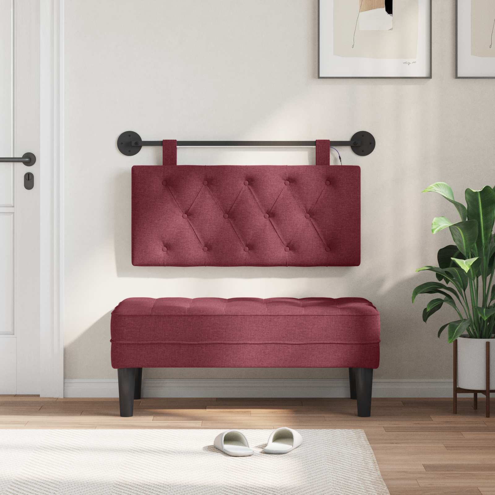Tête de lit suspendue Avec lumière LED Bordeaux Tissu - XIOS