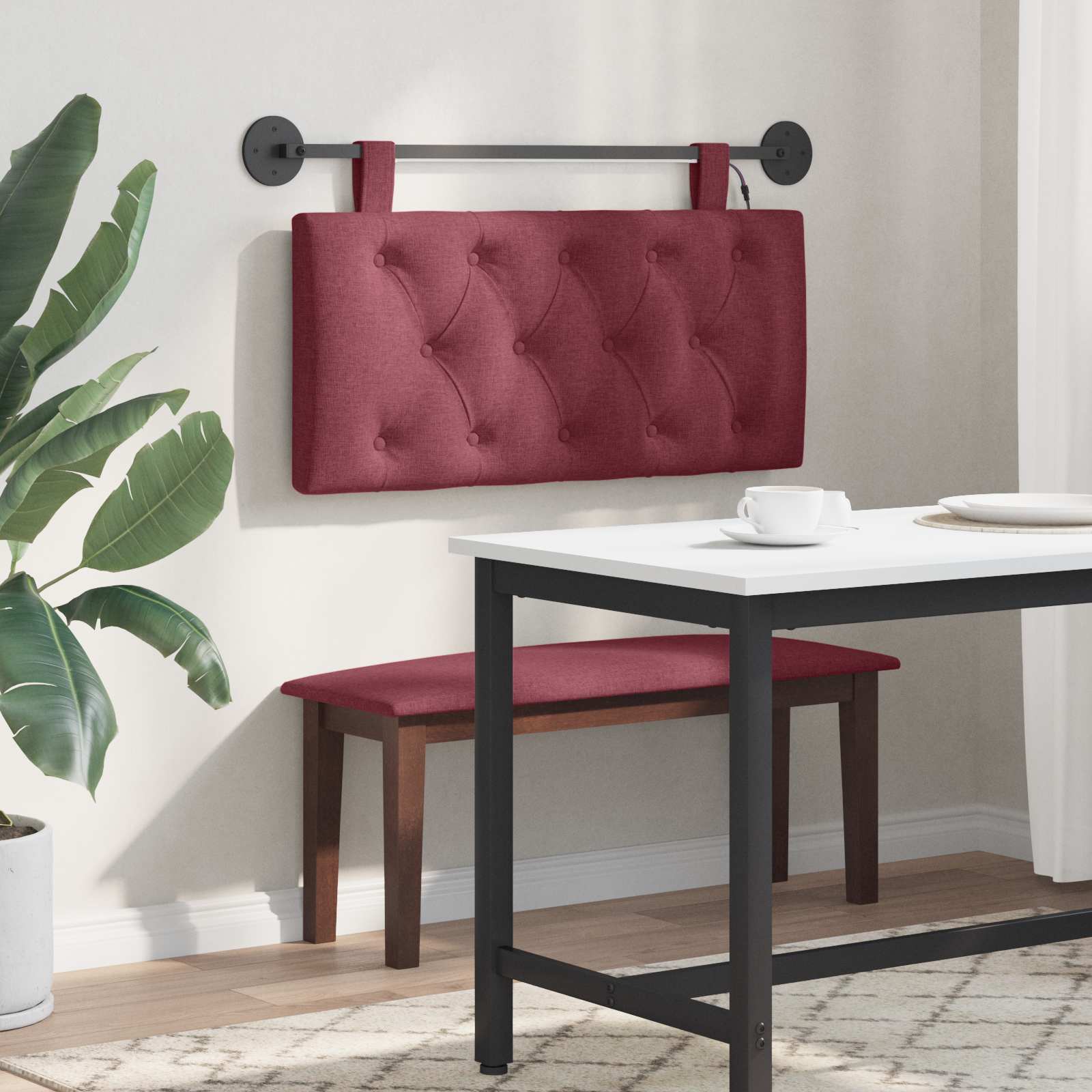 Tête de lit suspendue Avec lumière LED Bordeaux Tissu - XIOS
