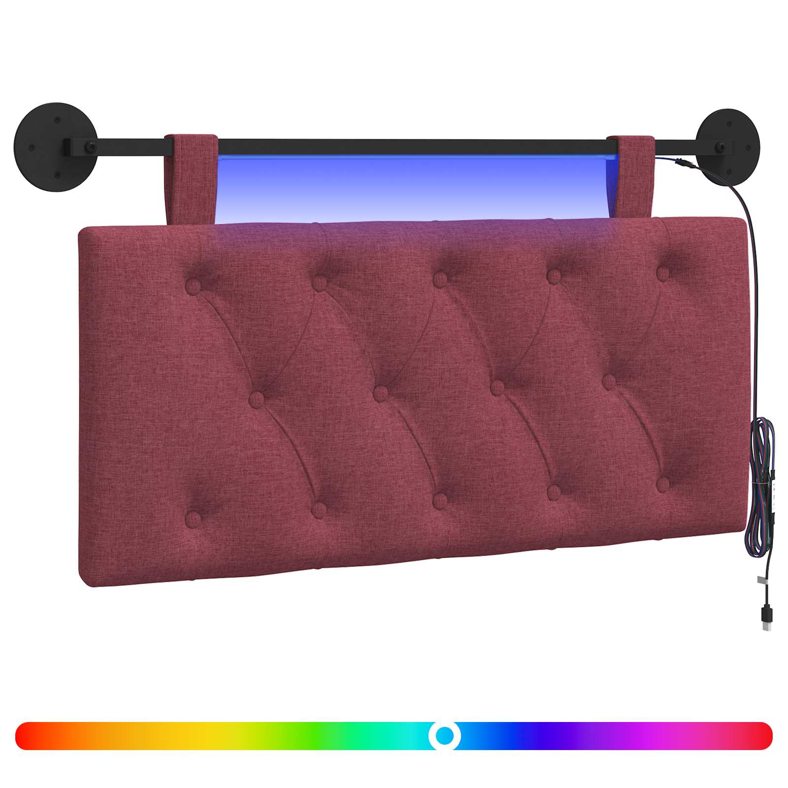 Tête de lit suspendue Avec lumière LED Bordeaux Tissu - XIOS