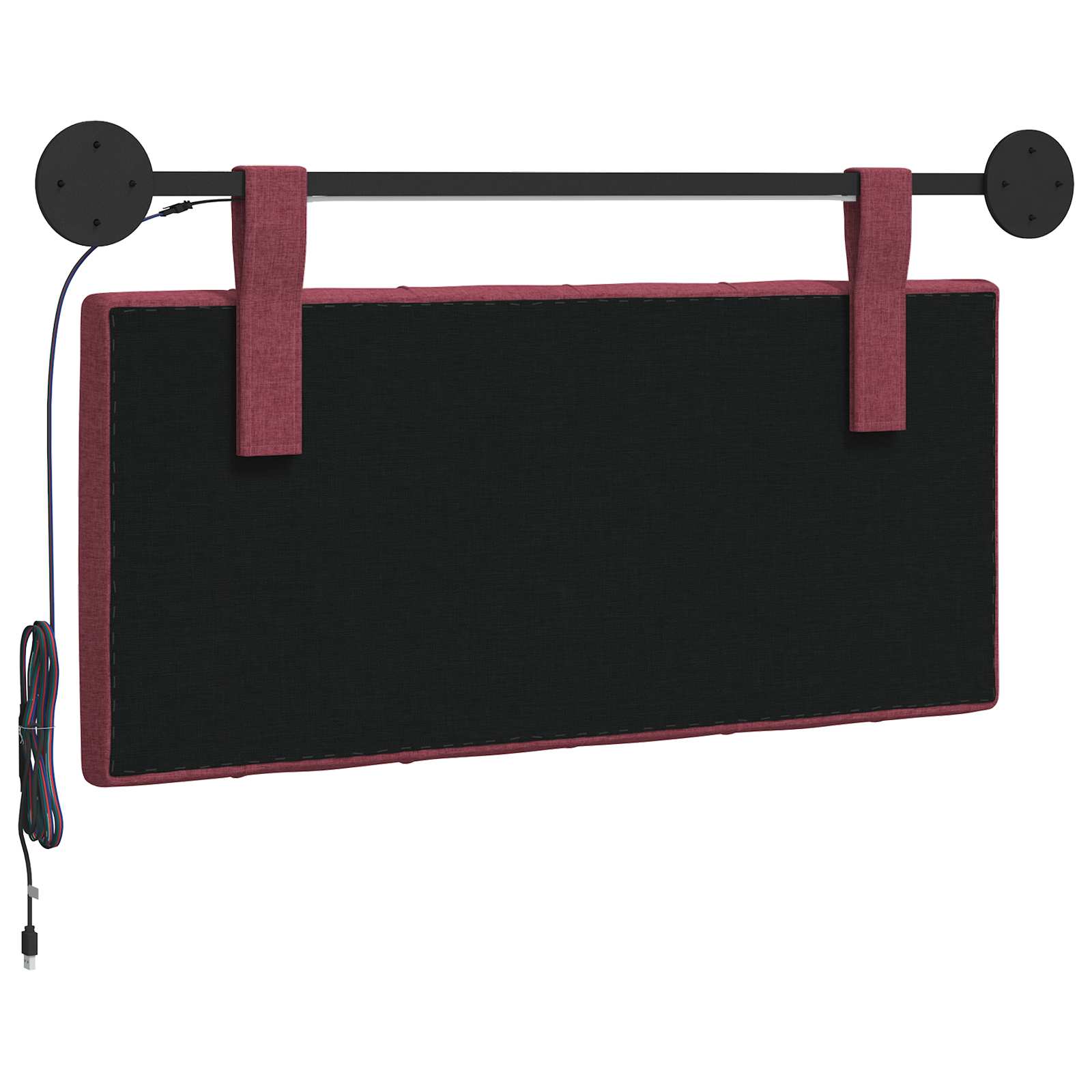 Tête de lit suspendue Avec lumière LED Bordeaux Tissu - XIOS