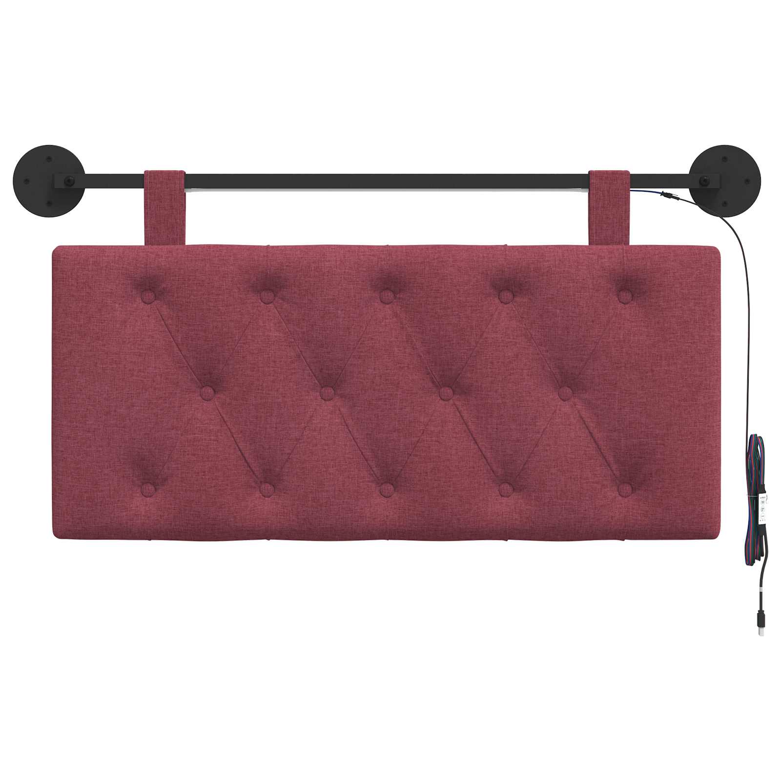 Tête de lit suspendue Avec lumière LED Bordeaux Tissu - XIOS