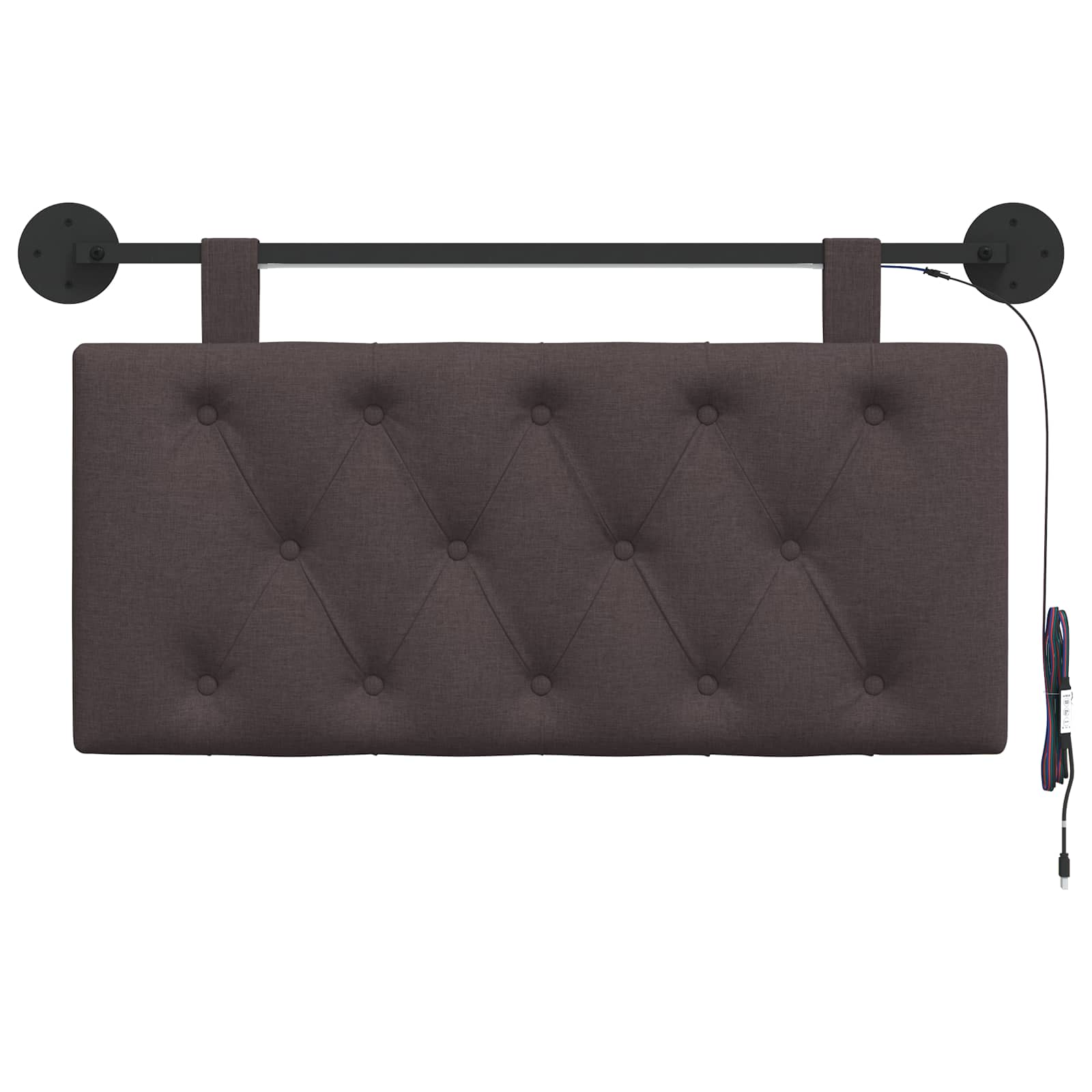 Tête de lit suspendue Avec lumière LED Marron foncé Tissu - XIOS