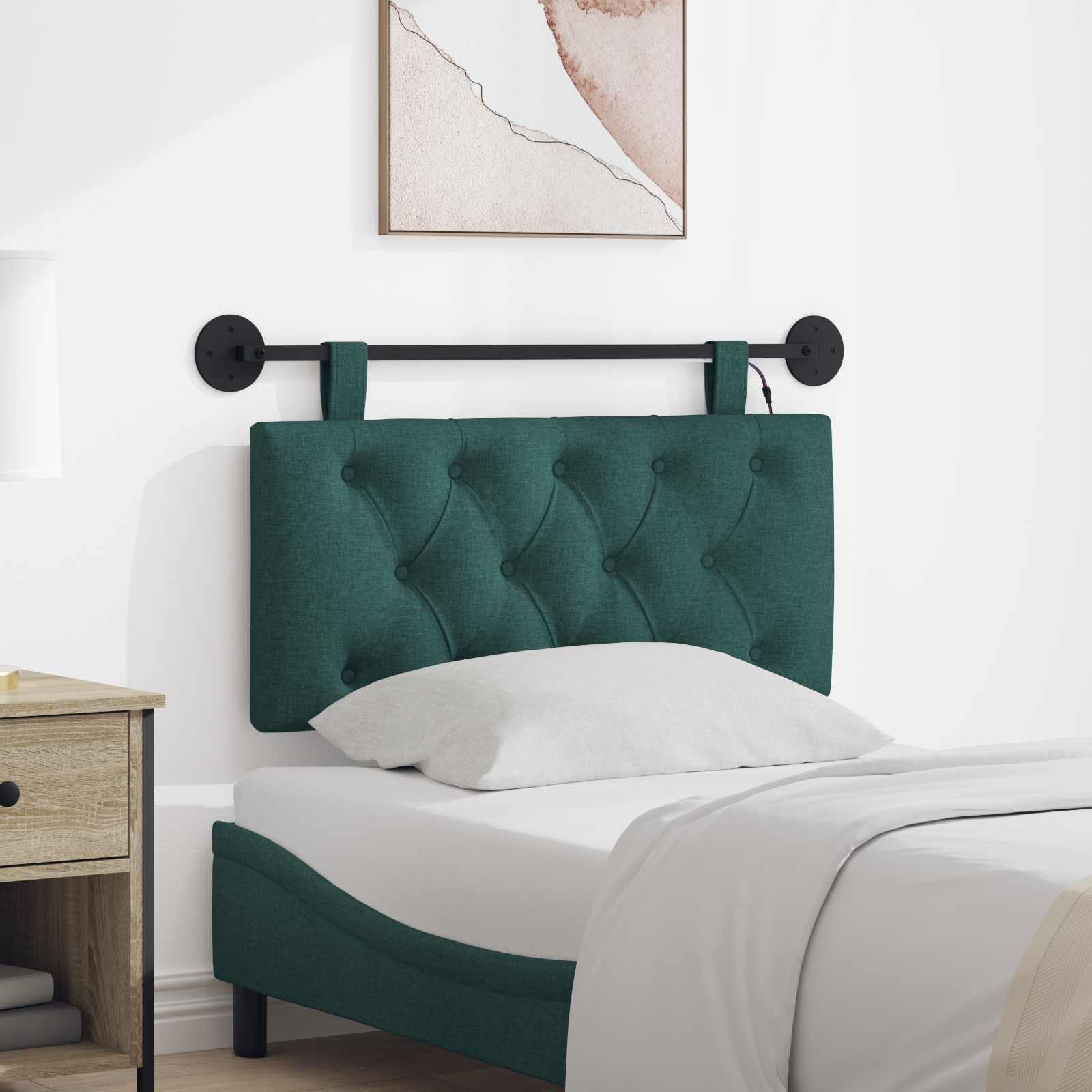 Tête de lit suspendue Avec lumière LED Vert foncé Tissu - XIOS