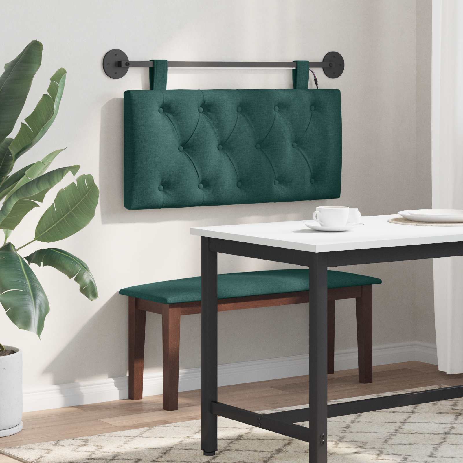 Tête de lit suspendue Avec lumière LED Vert foncé Tissu - XIOS
