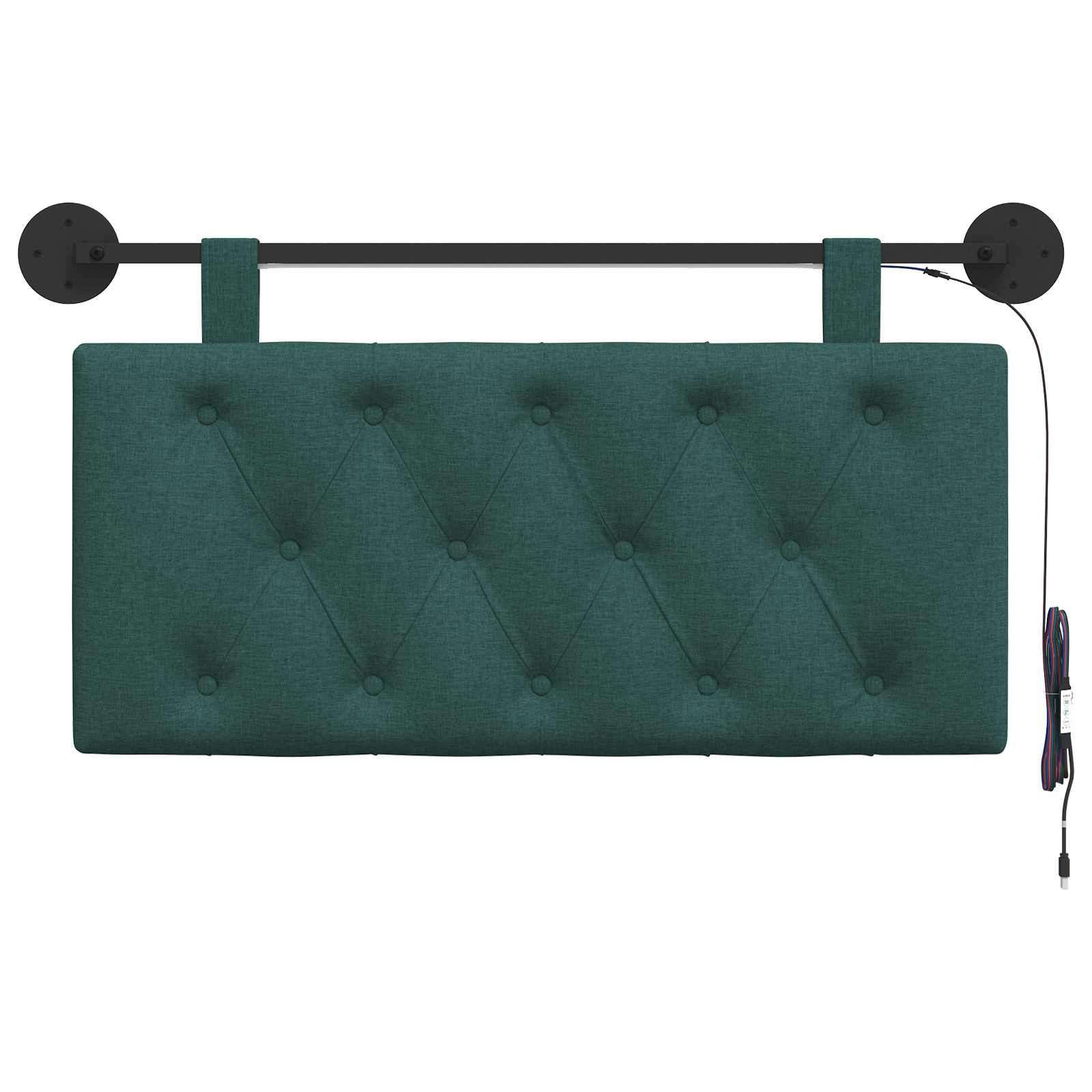 Tête de lit suspendue Avec lumière LED Vert foncé Tissu - XIOS