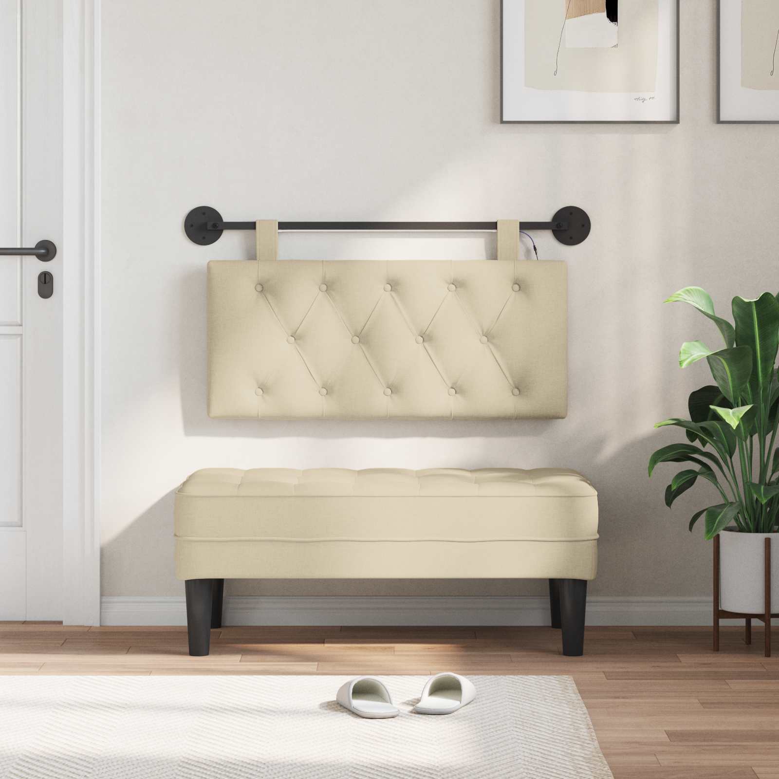Tête de lit suspendue Avec lumière LED Crème Tissu - XIOS