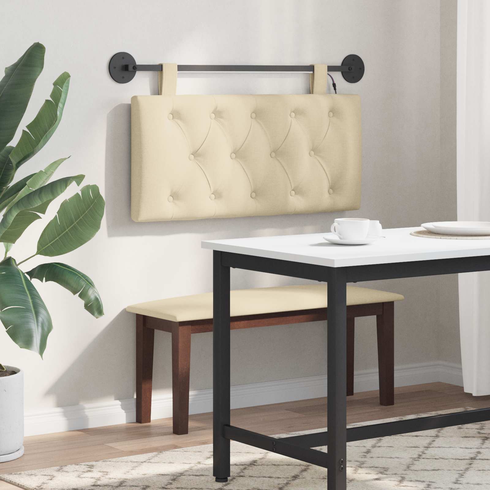 Tête de lit suspendue Avec lumière LED Crème Tissu - XIOS