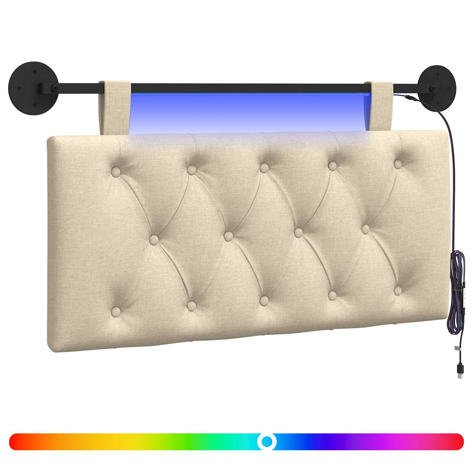 Tête de lit suspendue Avec lumière LED Crème Tissu - XIOS