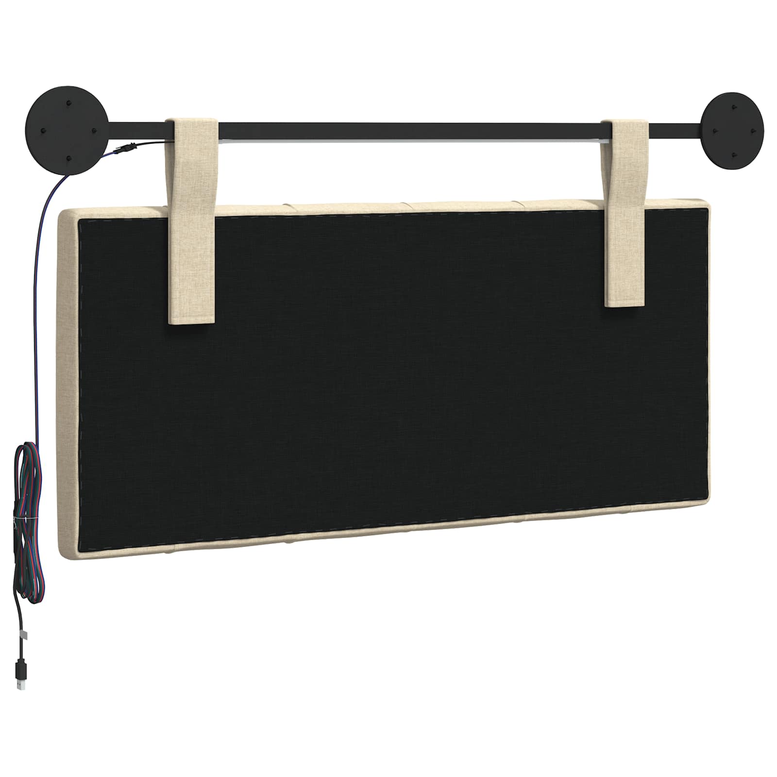Tête de lit suspendue Avec lumière LED Crème Tissu - XIOS