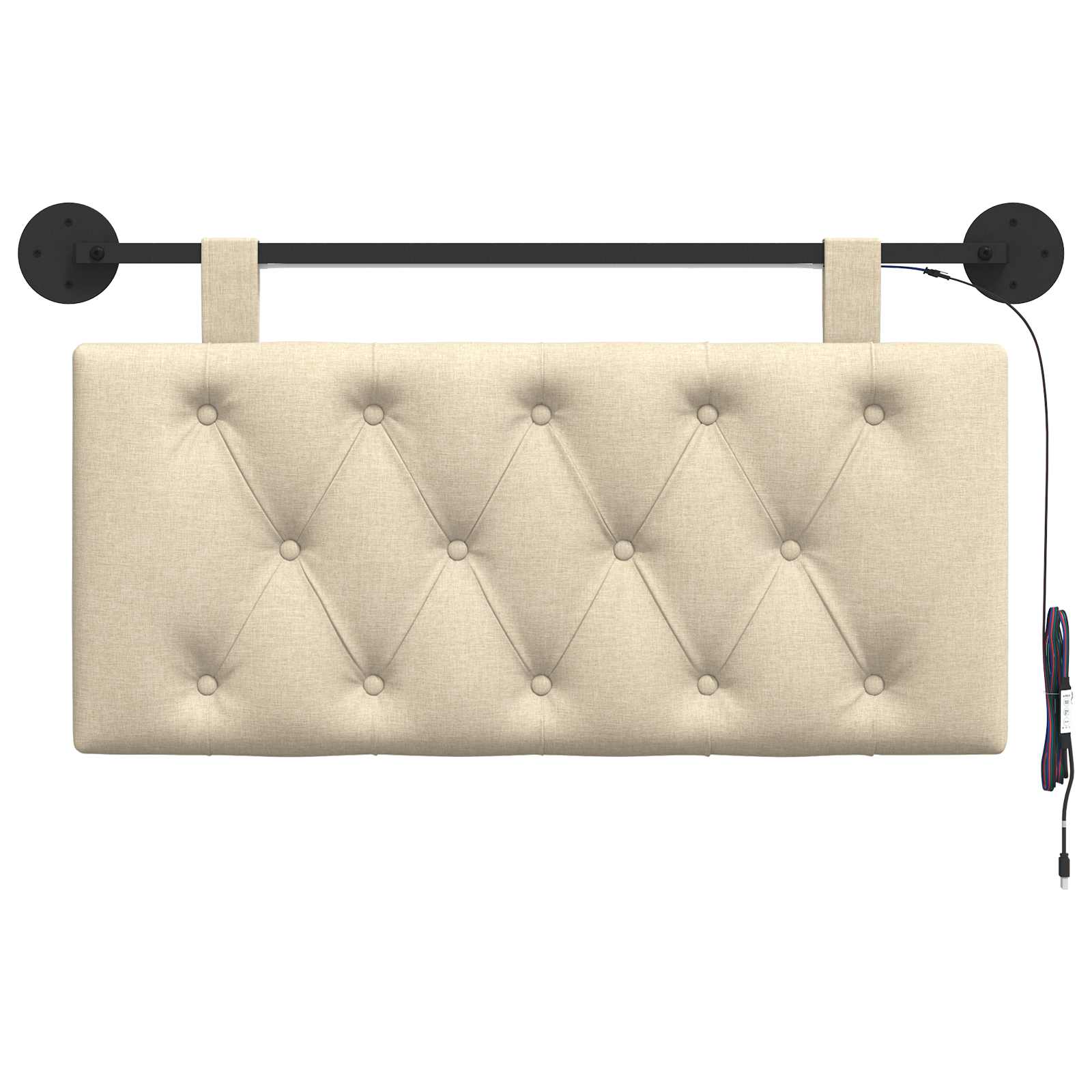 Tête de lit suspendue Avec lumière LED Crème Tissu - XIOS