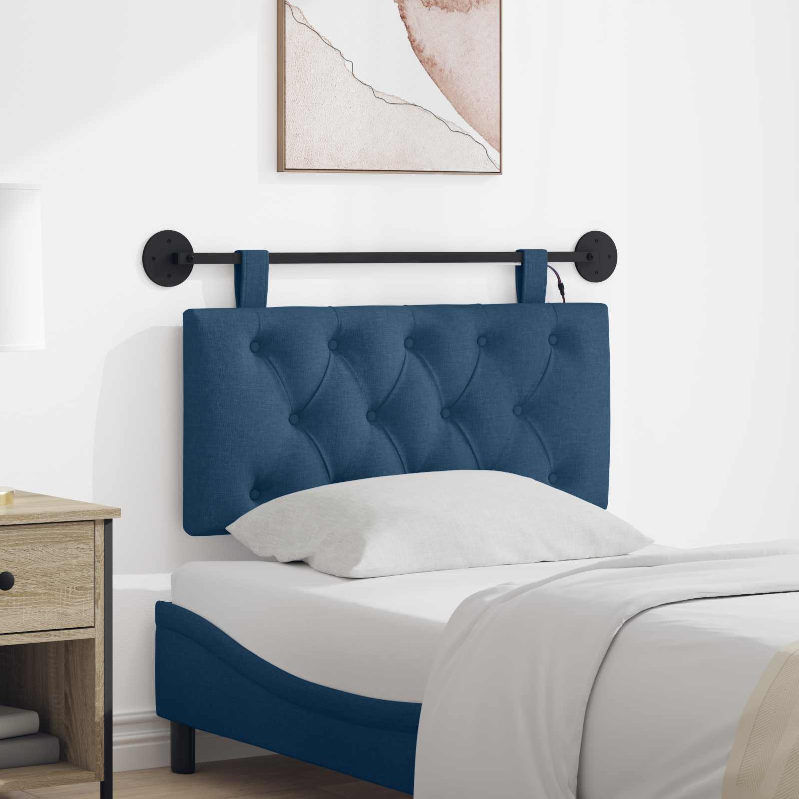Tête de lit suspendue Avec lumière LED Bleu Tissu - XIOS