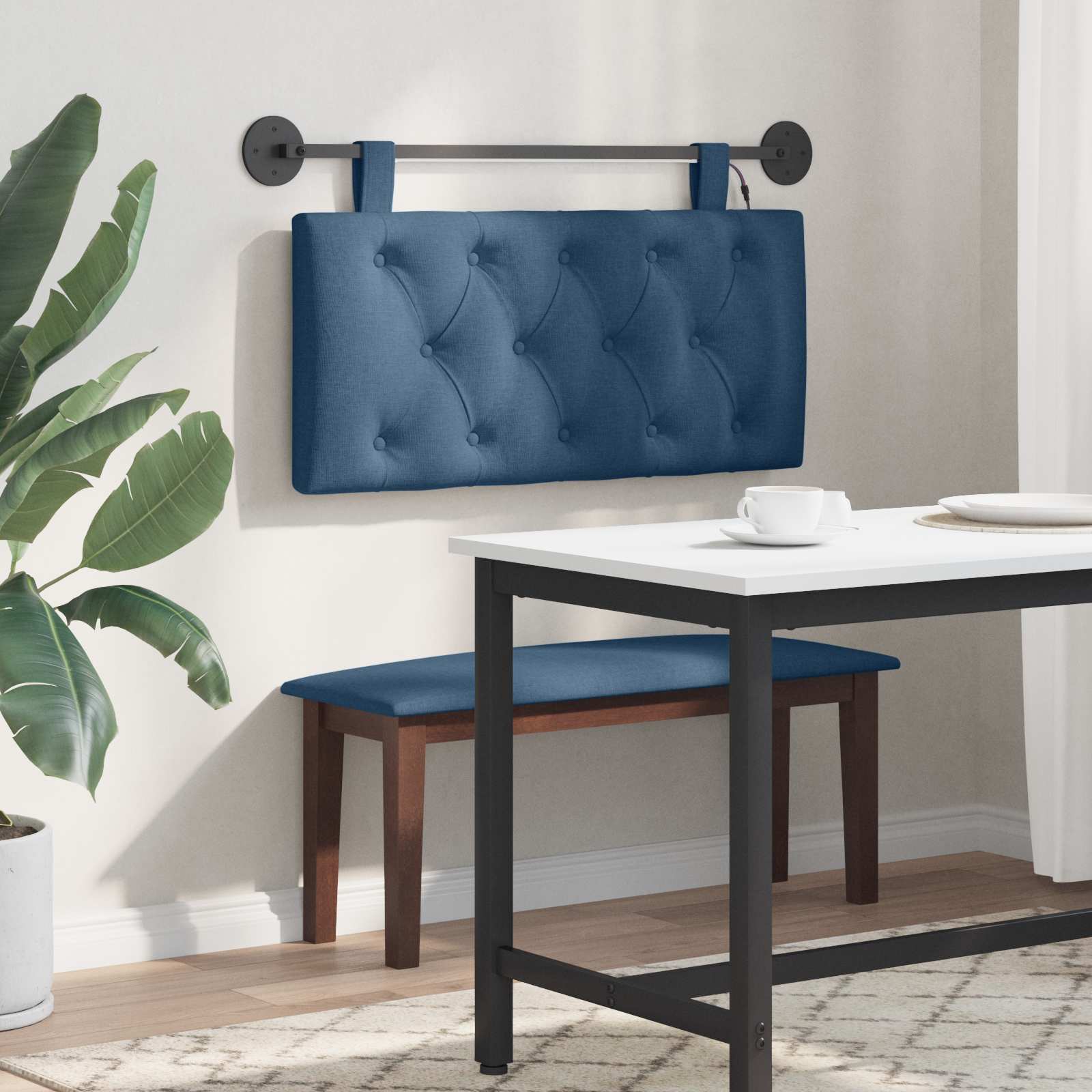 Tête de lit suspendue Avec lumière LED Bleu Tissu - XIOS