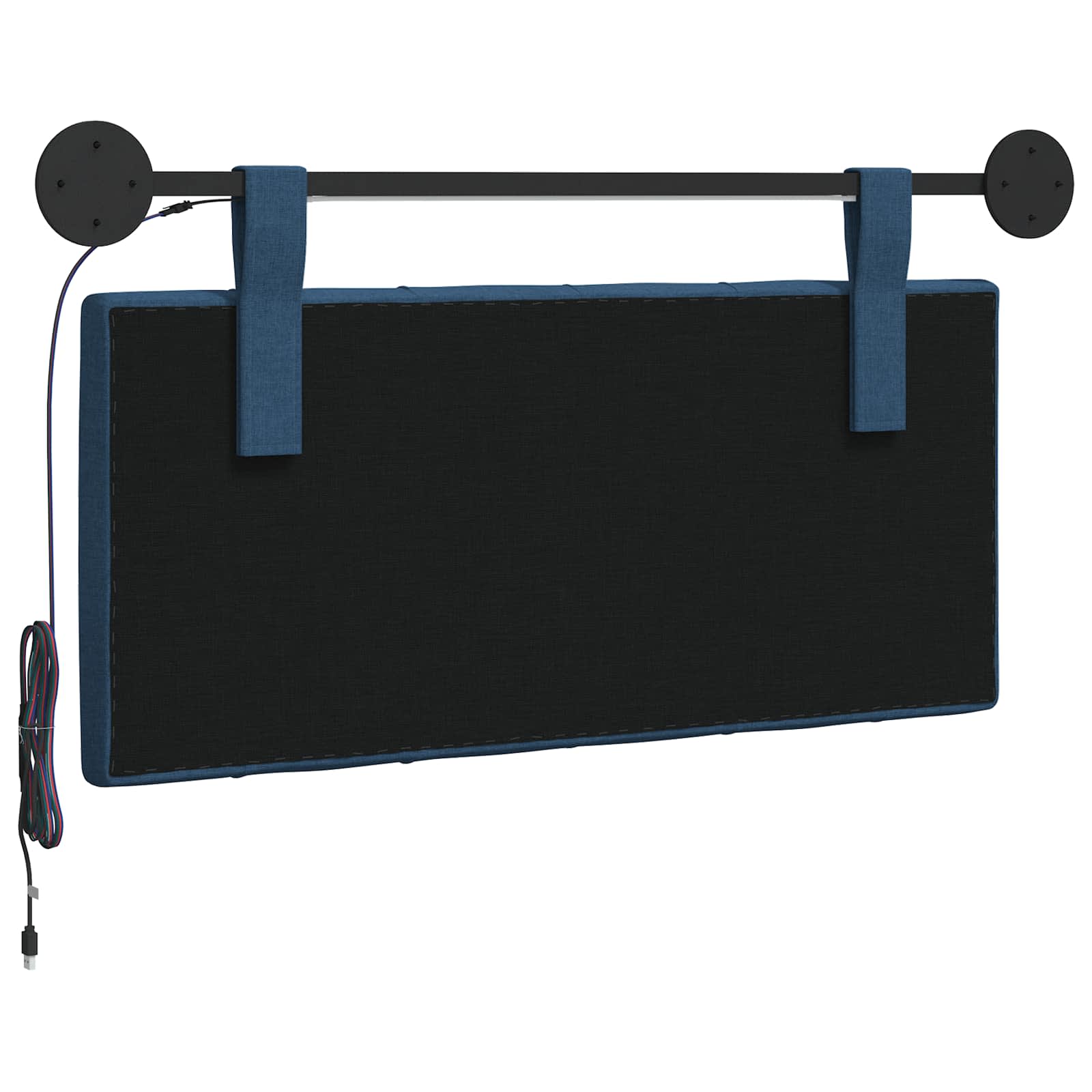 Tête de lit suspendue Avec lumière LED Bleu Tissu - XIOS