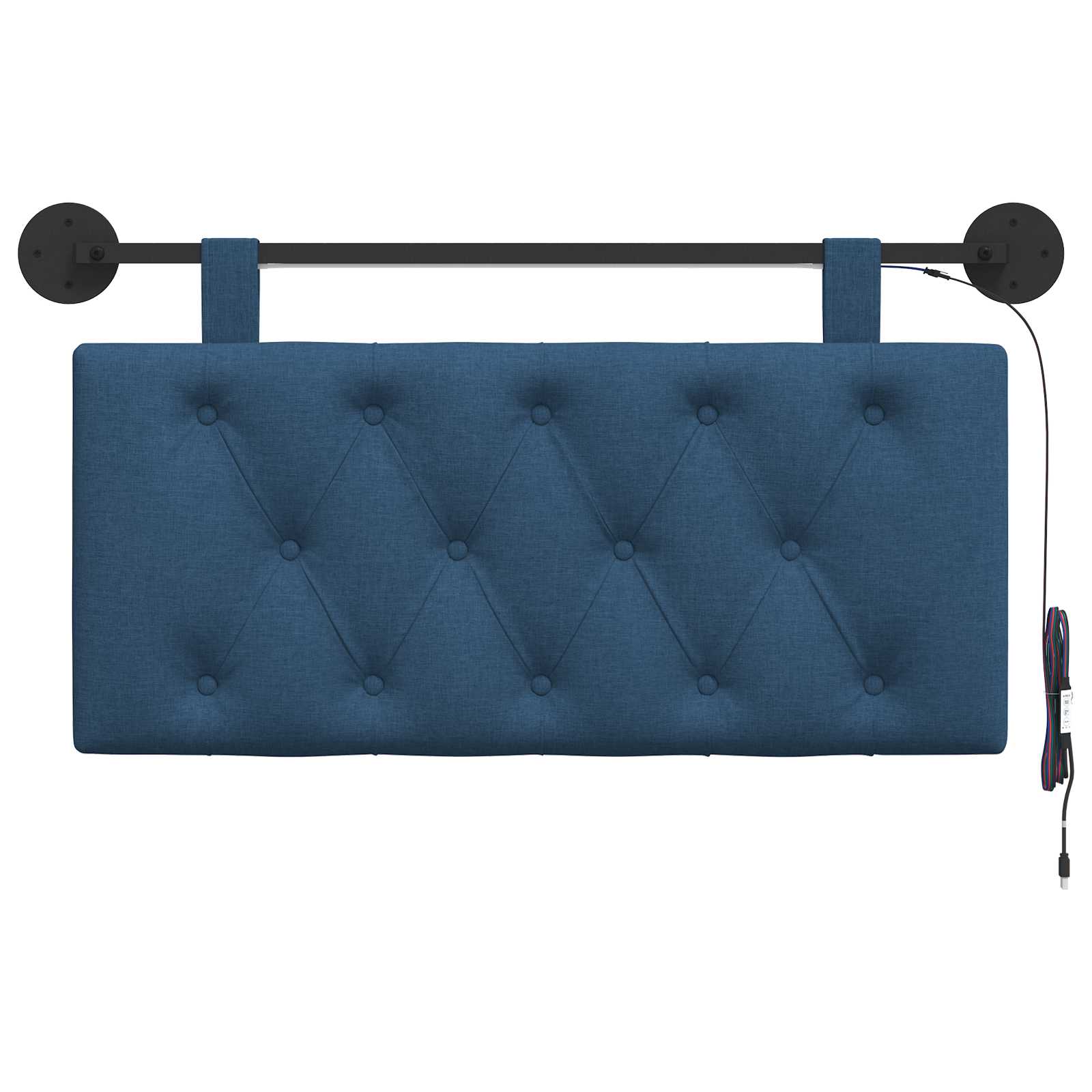 Tête de lit suspendue Avec lumière LED Bleu Tissu - XIOS