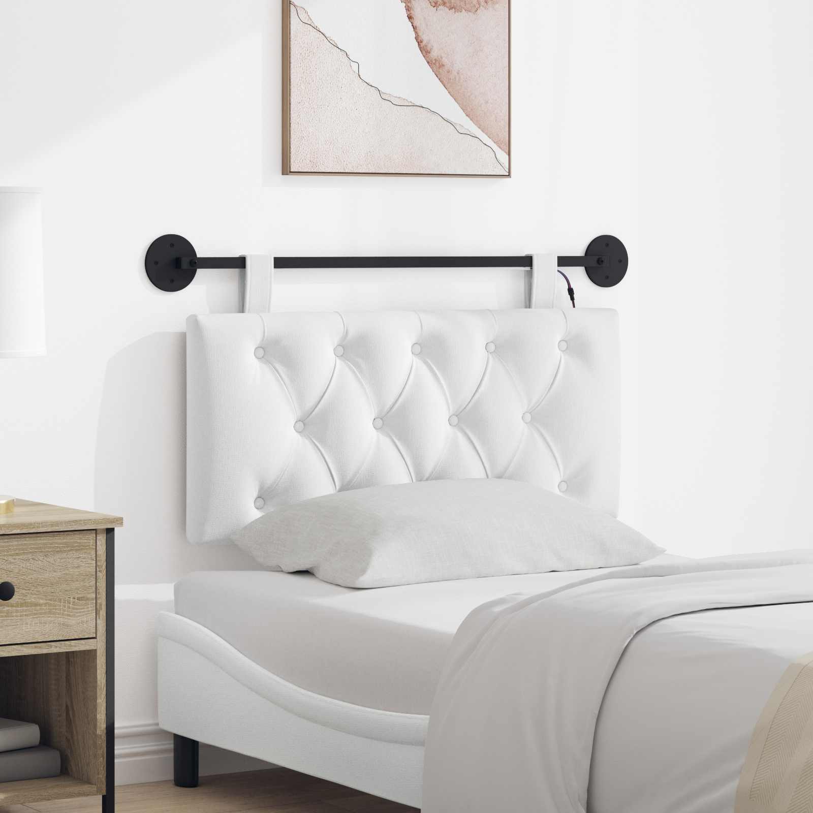 Tête de lit suspendue Avec lumière LED Blanc Tissu - XIOS